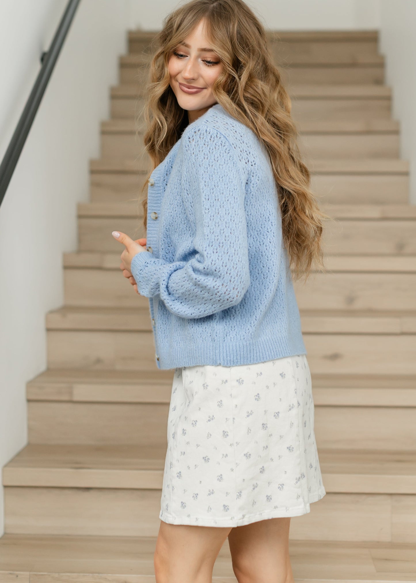 Eyelet Knit Button Down Cardigan
