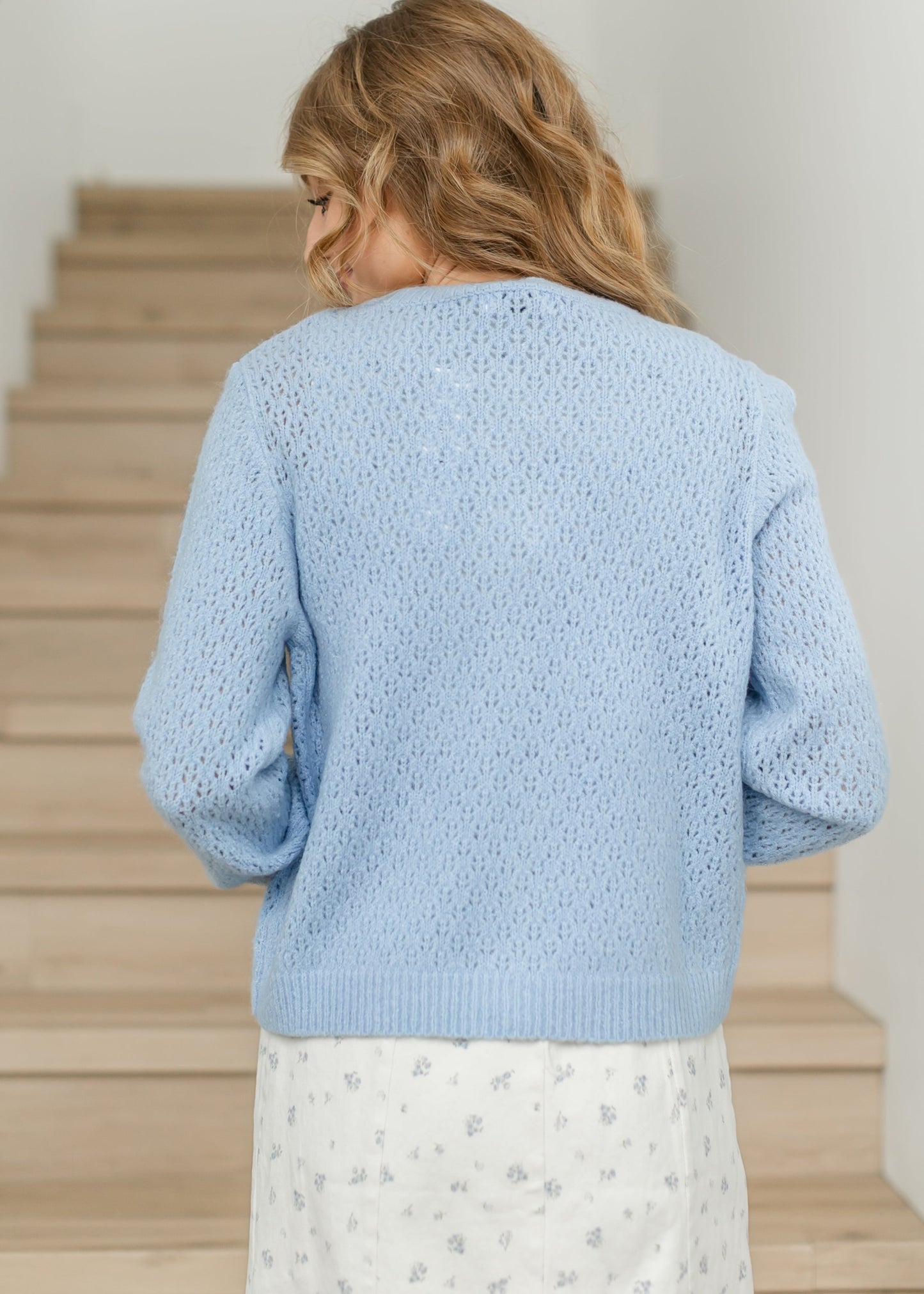 Eyelet Knit Button Down Cardigan
