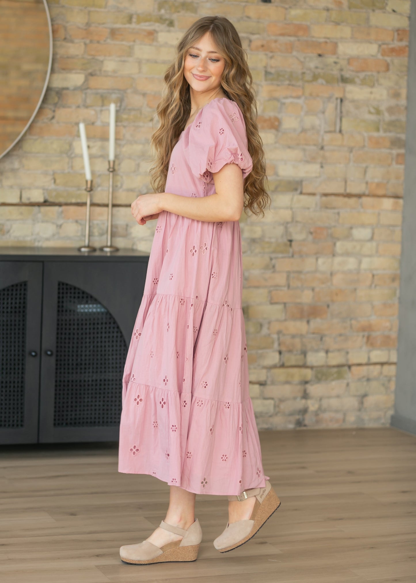 Eyelet Square Neck Maxi Dress