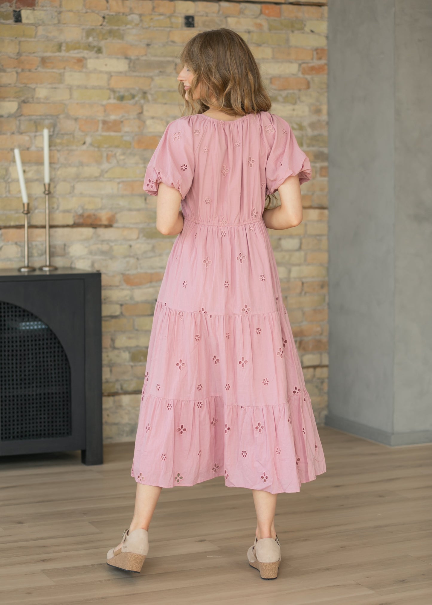 Eyelet Square Neck Maxi Dress