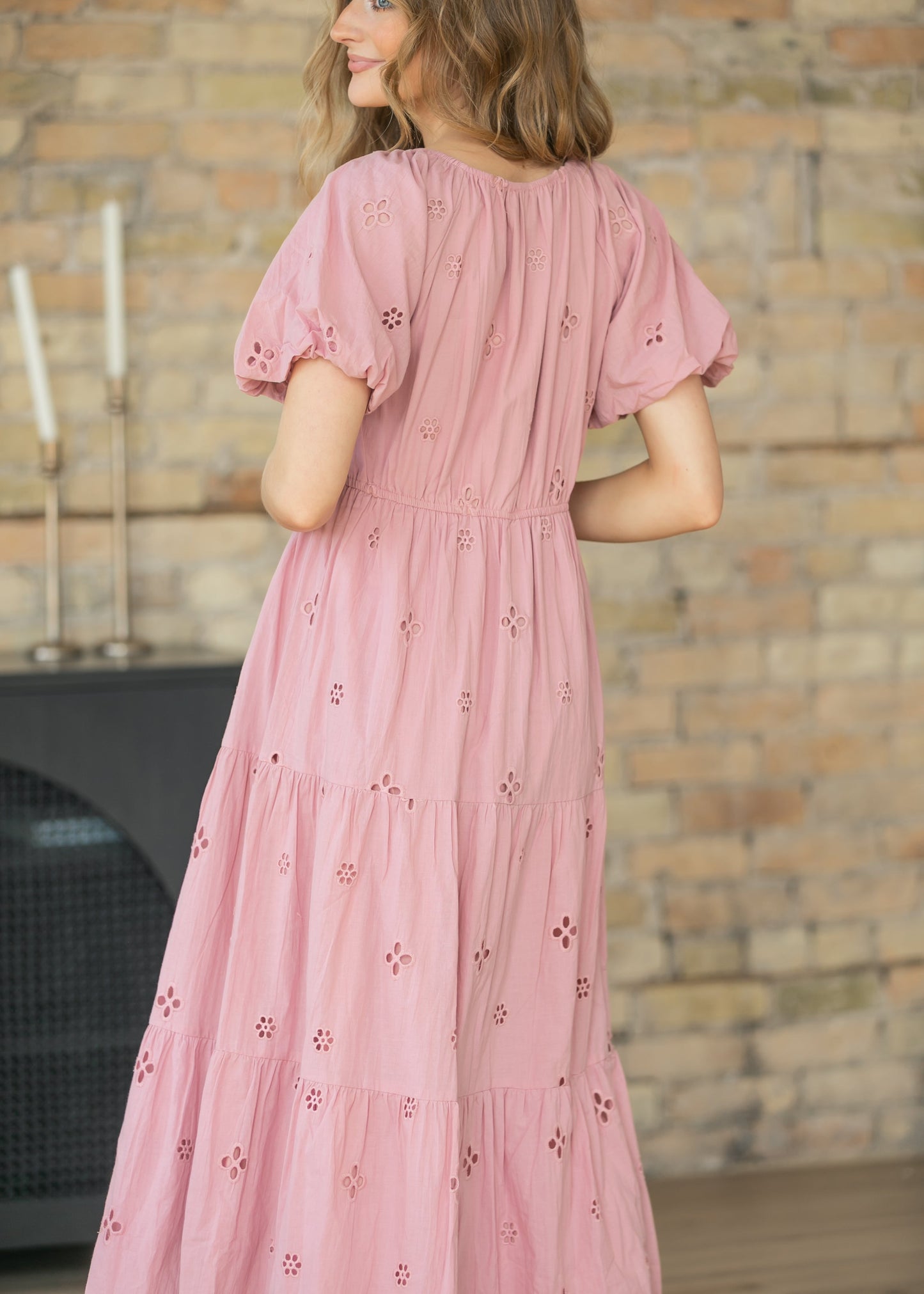 Eyelet Square Neck Maxi Dress