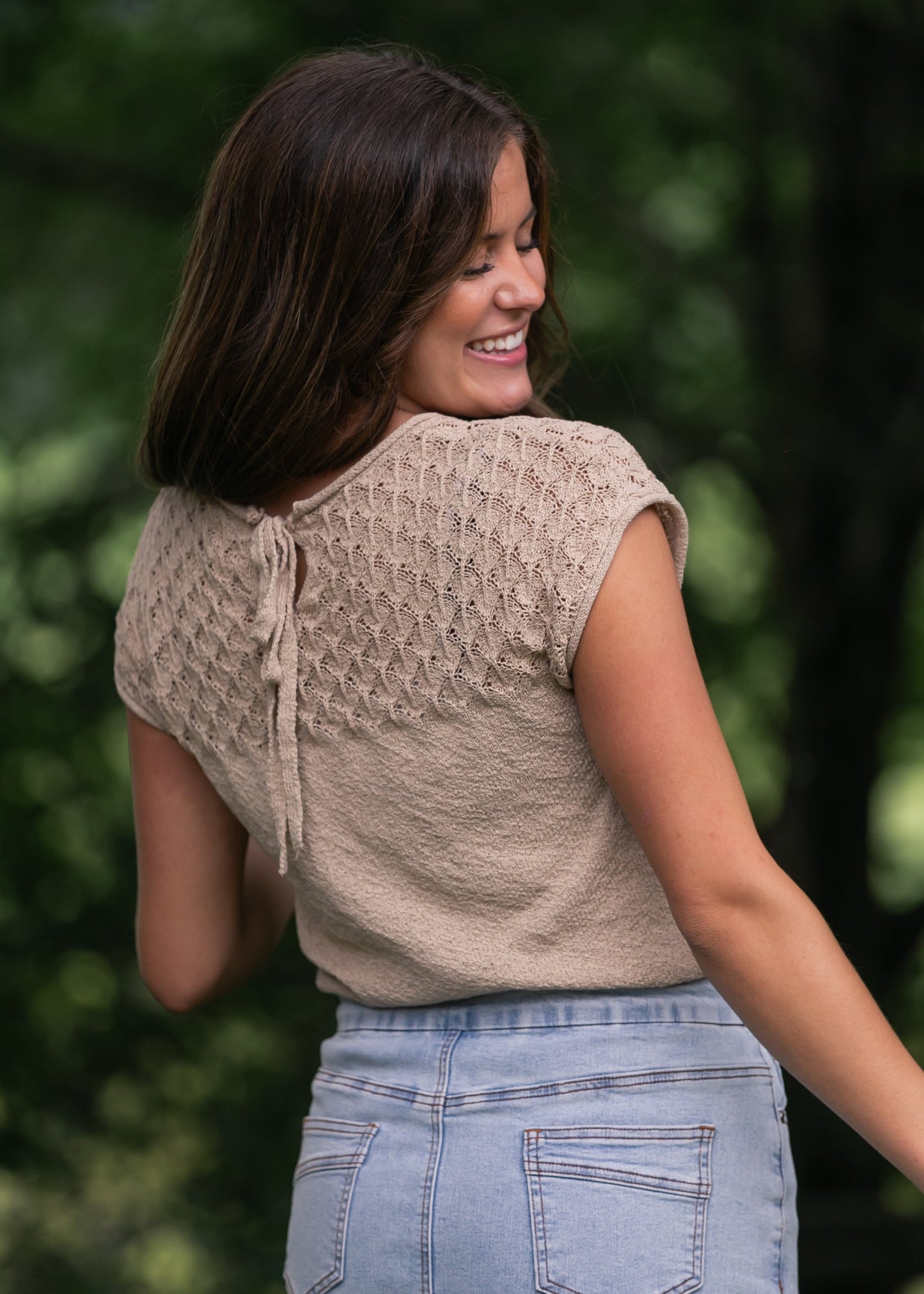 Eyelet Yoke Sweater Knit Top - FINAL SALE