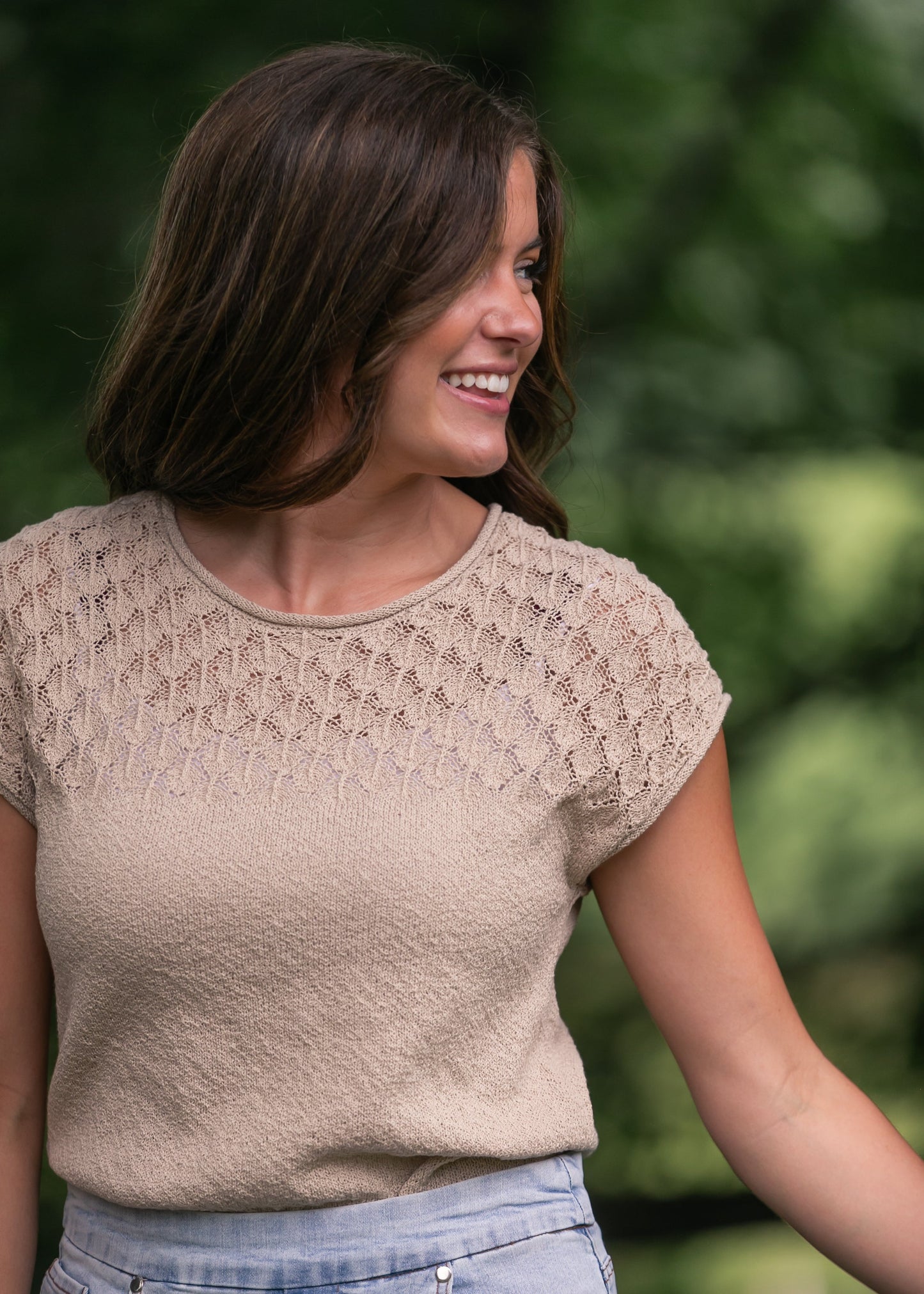 Eyelet Yoke Sweater Knit Top - FINAL SALE