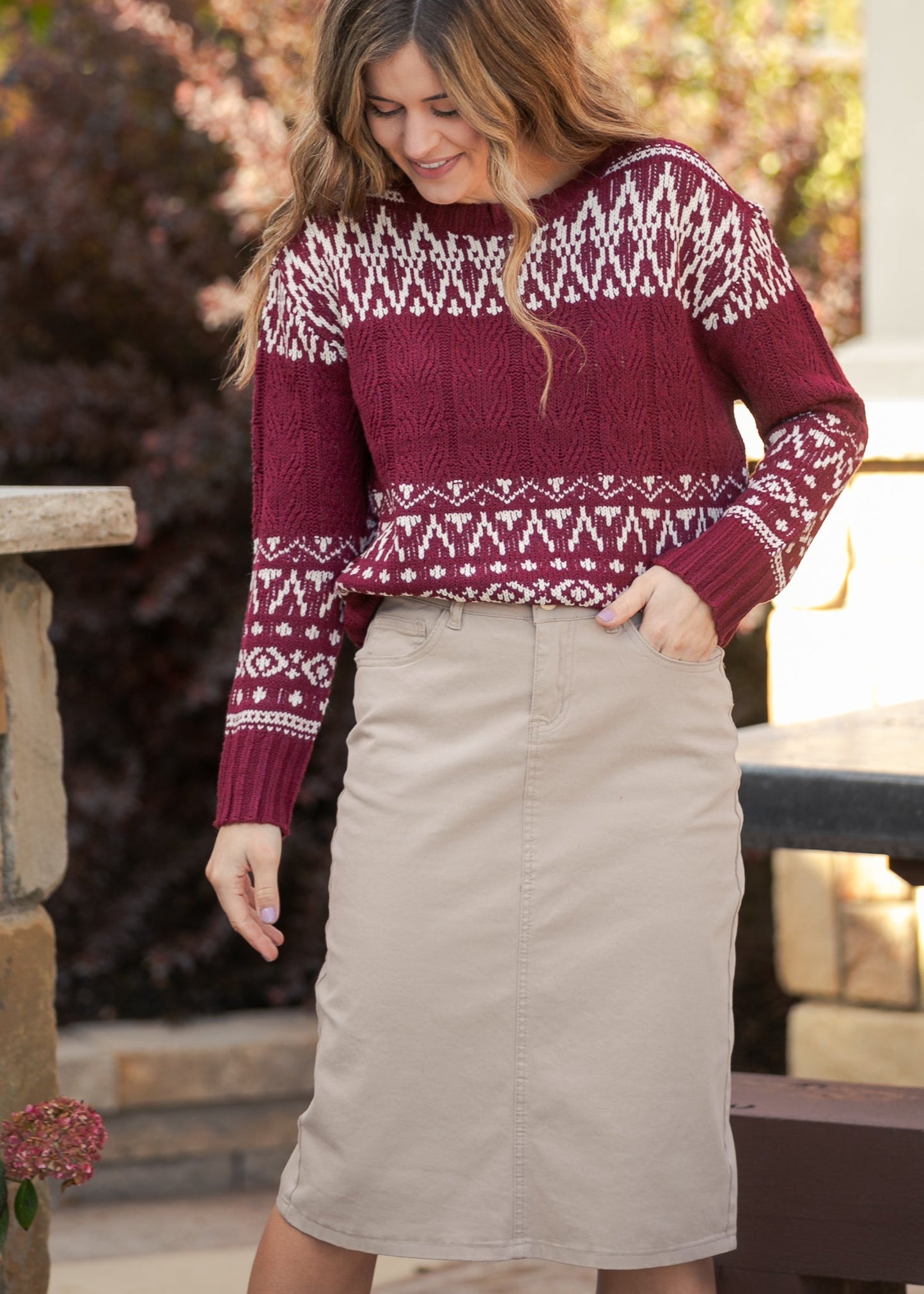 Fair Isle Cable Knit Sweater - FINAL SALE