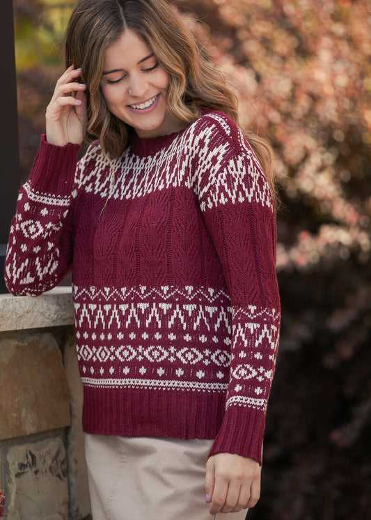Fair Isle Cable Knit Sweater - FINAL SALE