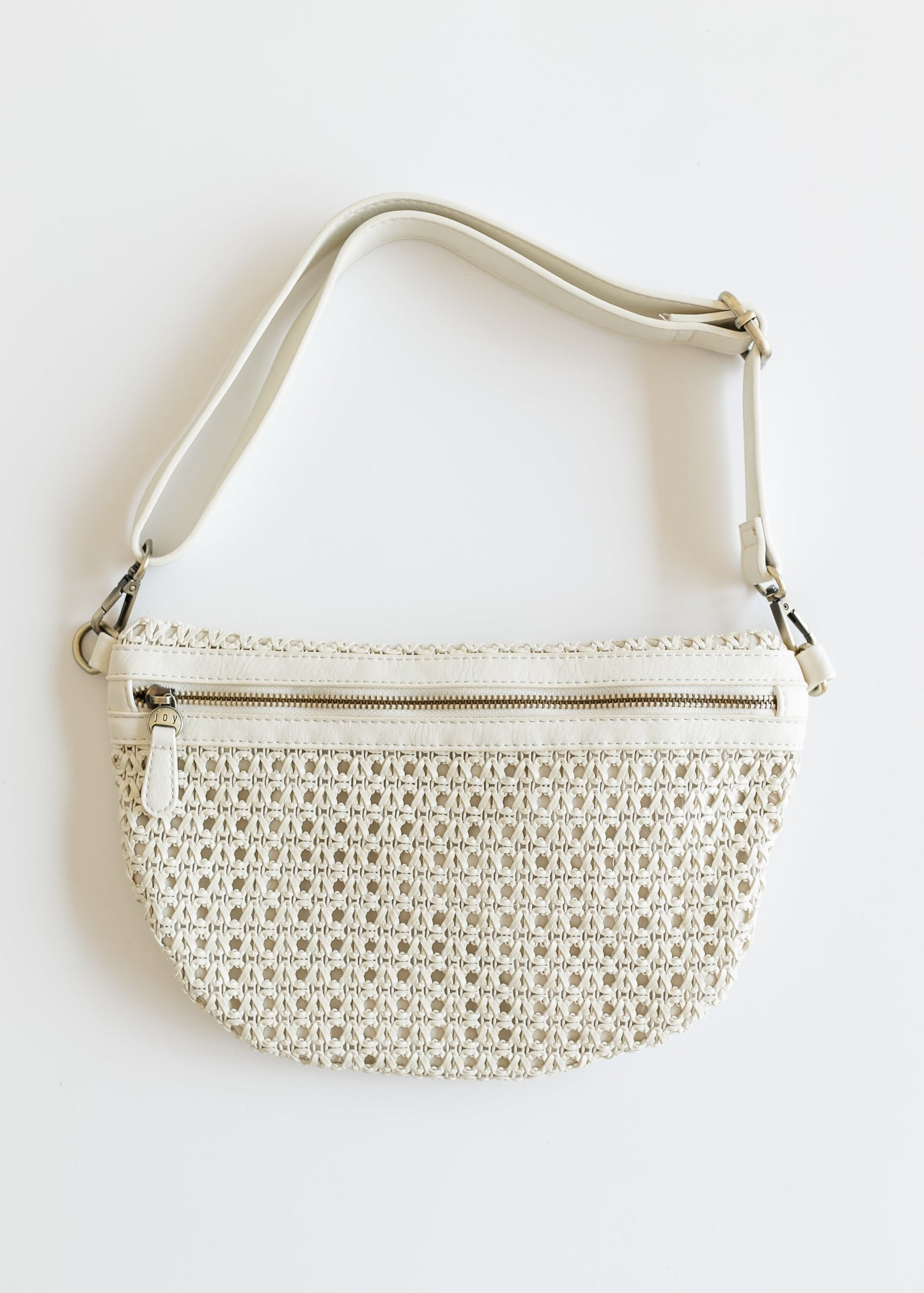 Faux Cane Leather Sling Belt Bag