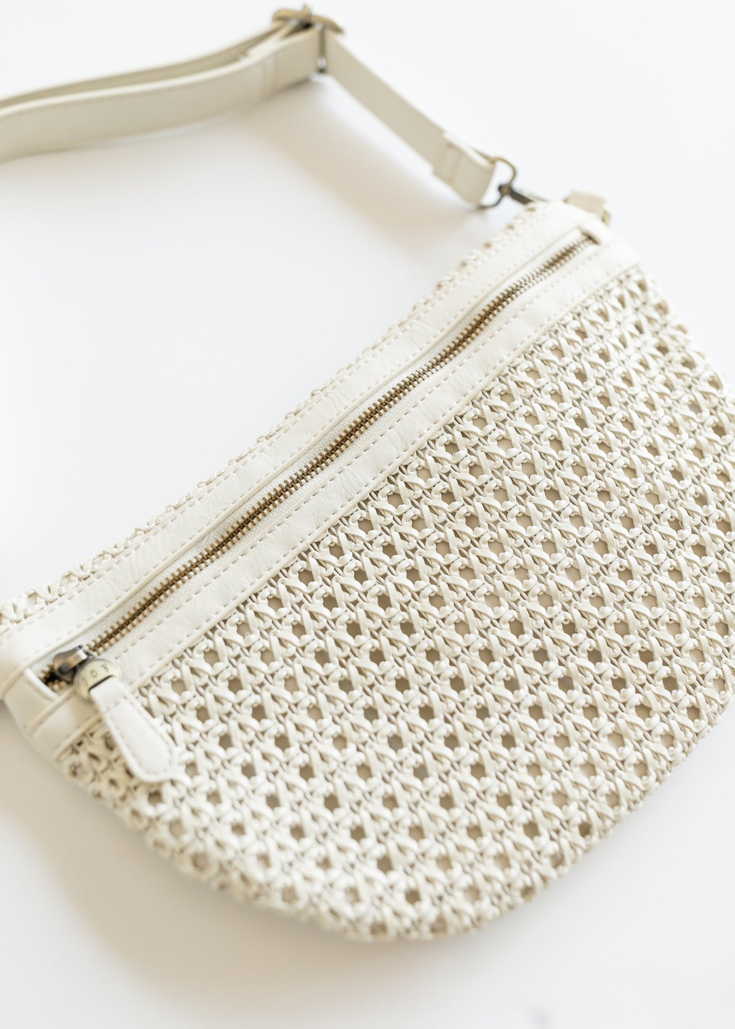 Faux Cane Leather Sling Belt Bag