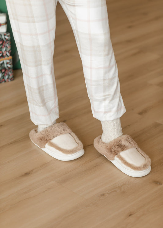 Faux Suede Fuzzy Slippers