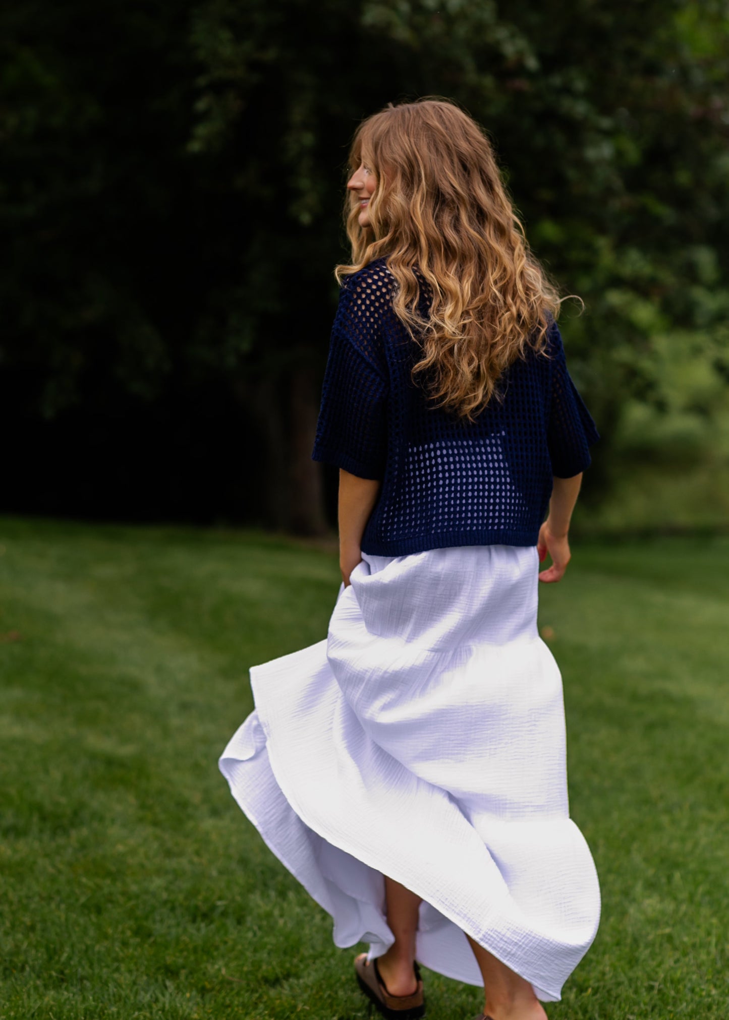 Flag Print Crochet Sweater Top - FINAL SALE