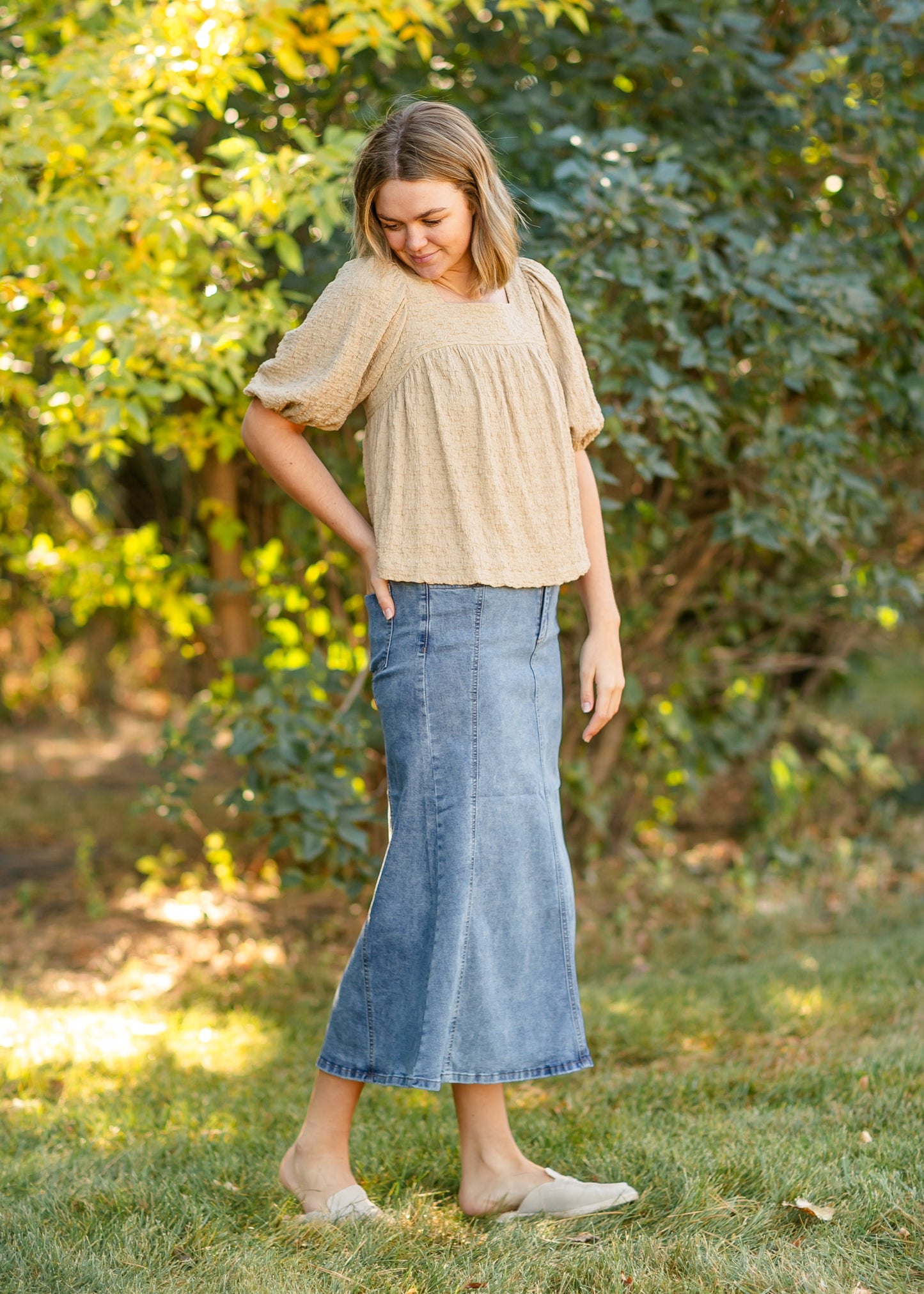 Flare Midi Denim Skirt - FINAL SALE