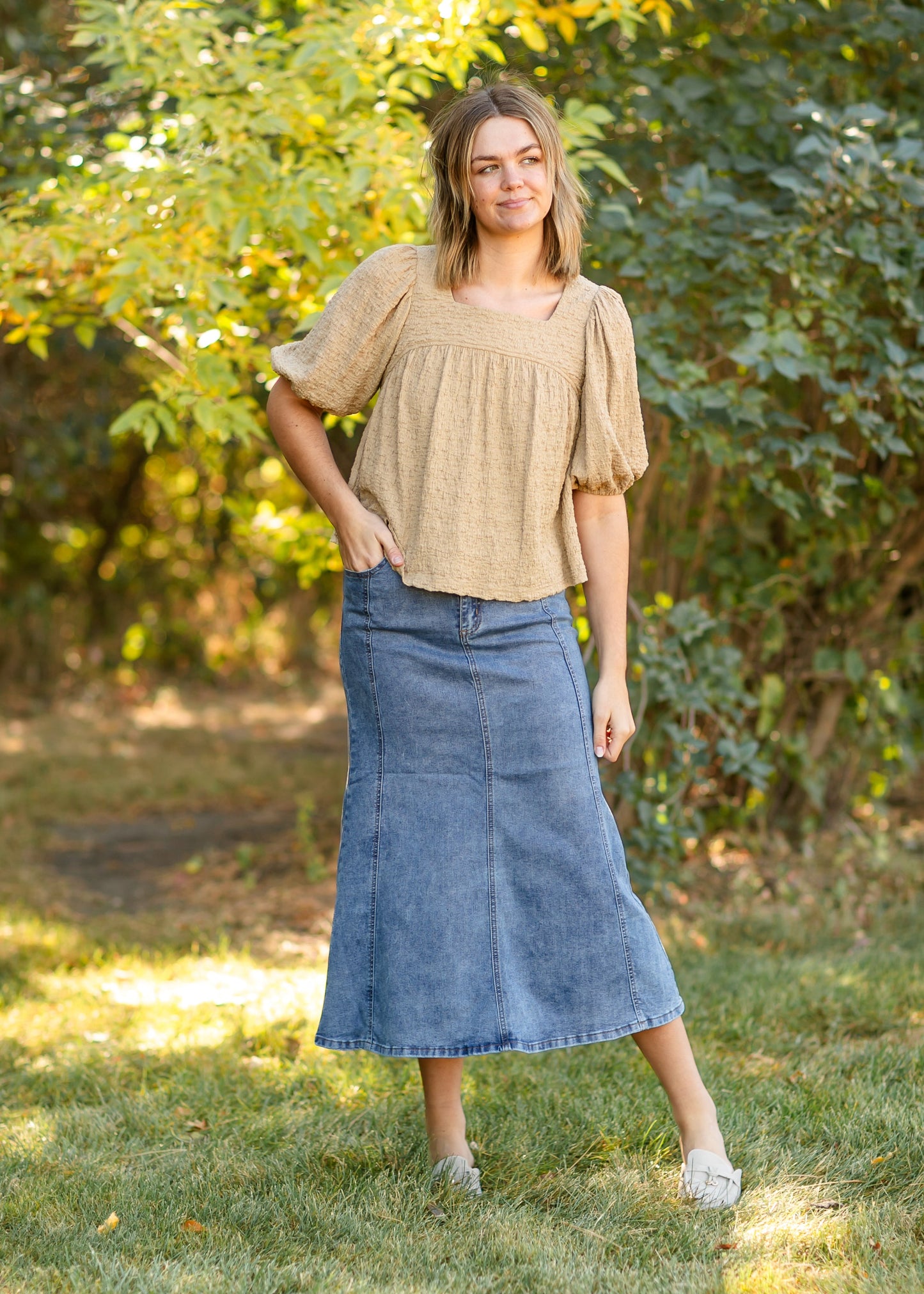 Flare Midi Denim Skirt - FINAL SALE