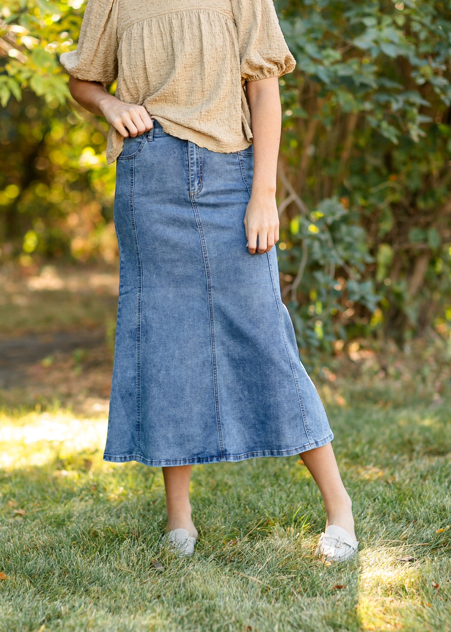 Flare Midi Denim Skirt - FINAL SALE