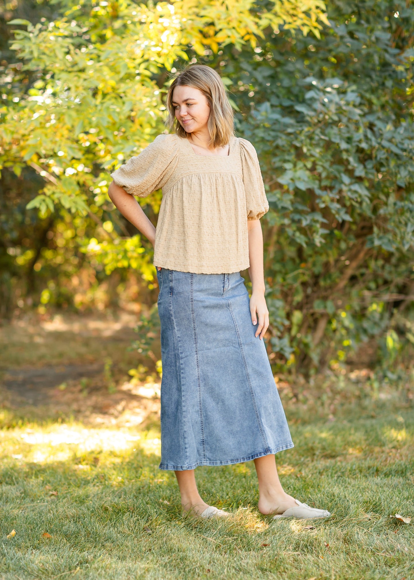 Flare Midi Denim Skirt - FINAL SALE