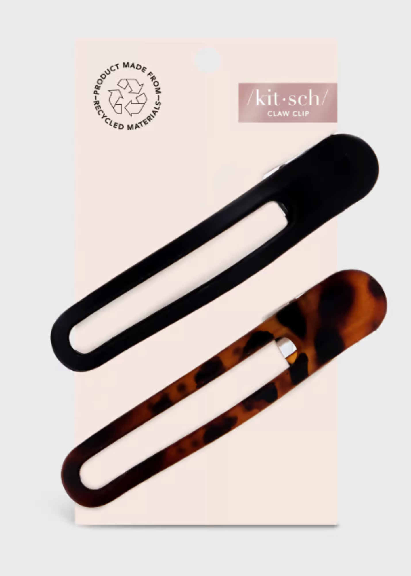 Kitsch™ Flat Lay Claw Clip 2pc Curved Black + Tortoise