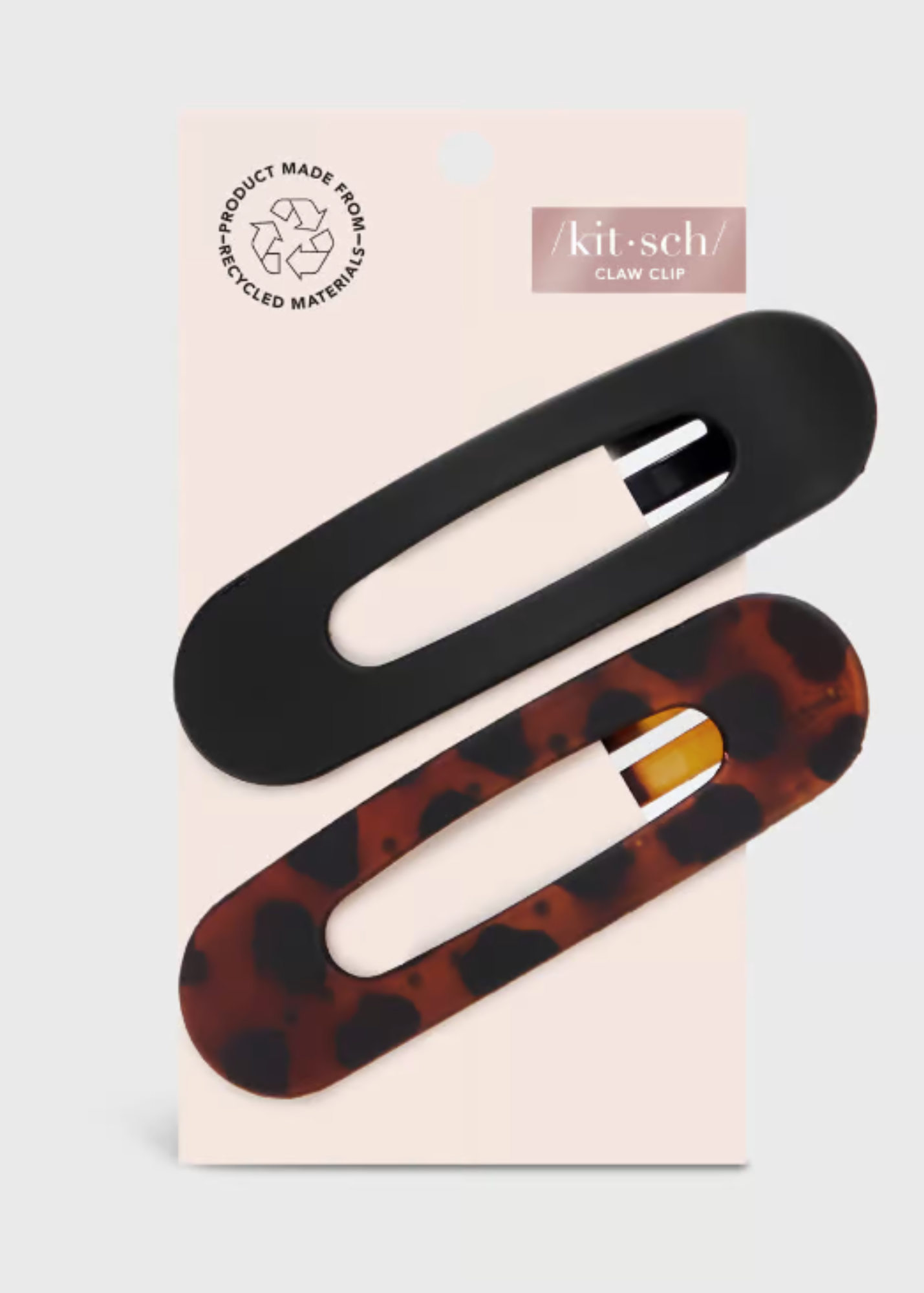 Kitsch™ Flat Lay Claw Clip 2pc Flat Black + Tortoise