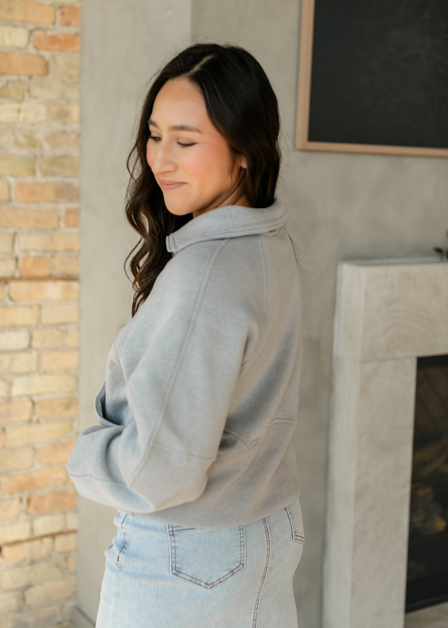 Fleece Half Zip Funnel Neck Sweatshirt - FINAL SALE