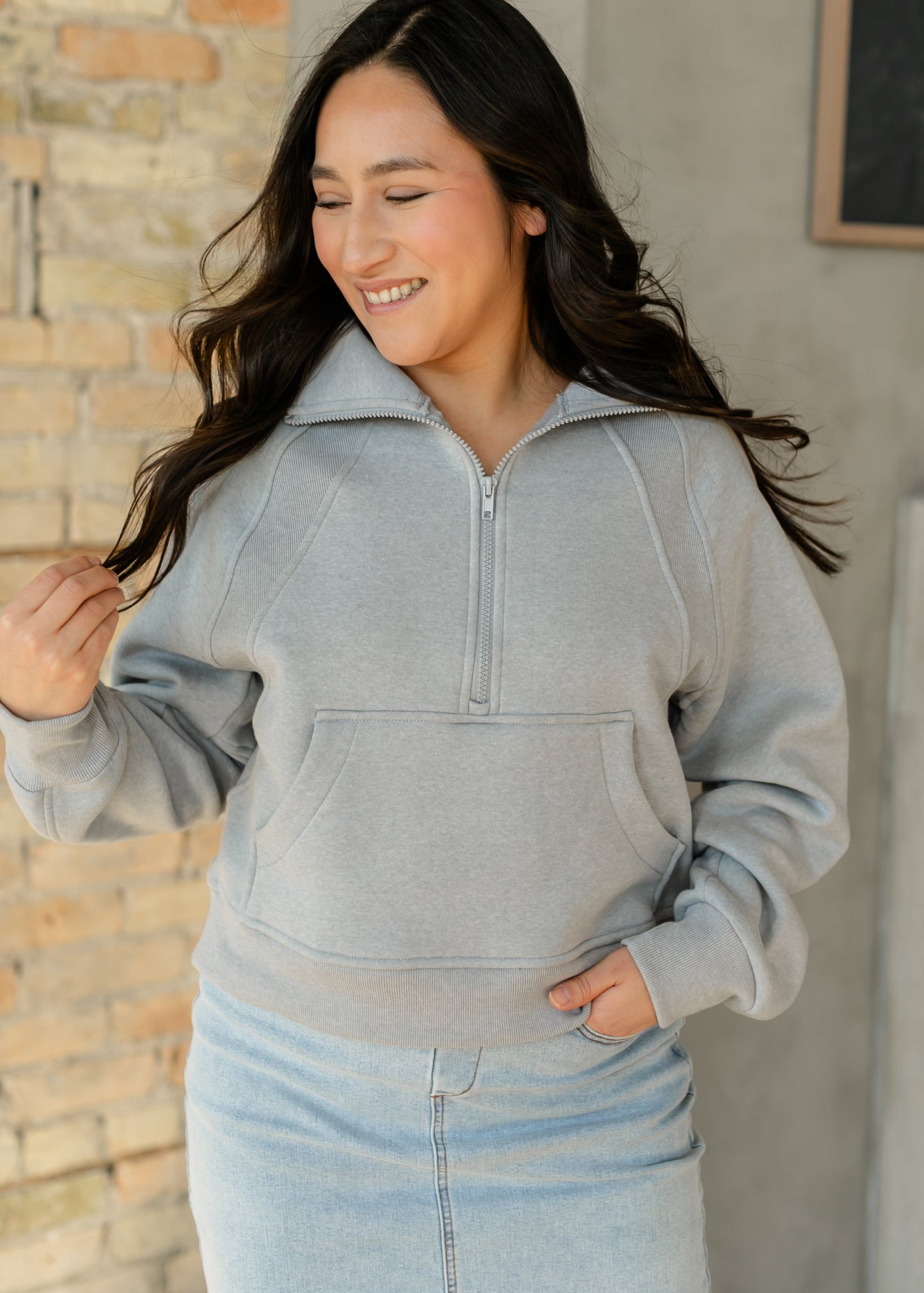 Fleece Half Zip Funnel Neck Sweatshirt - FINAL SALE