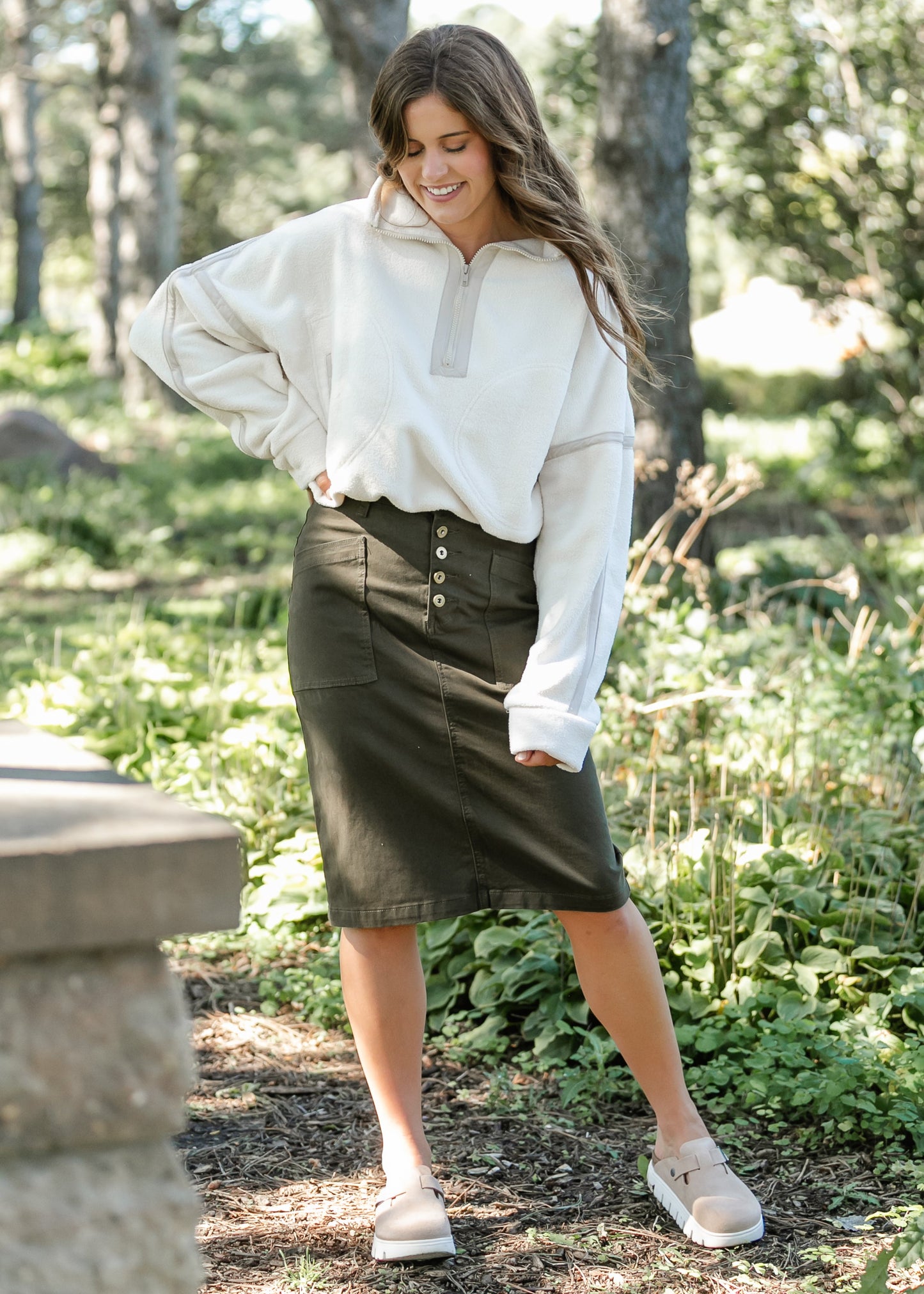 Fleece Ivory Quarter Zip Pullover