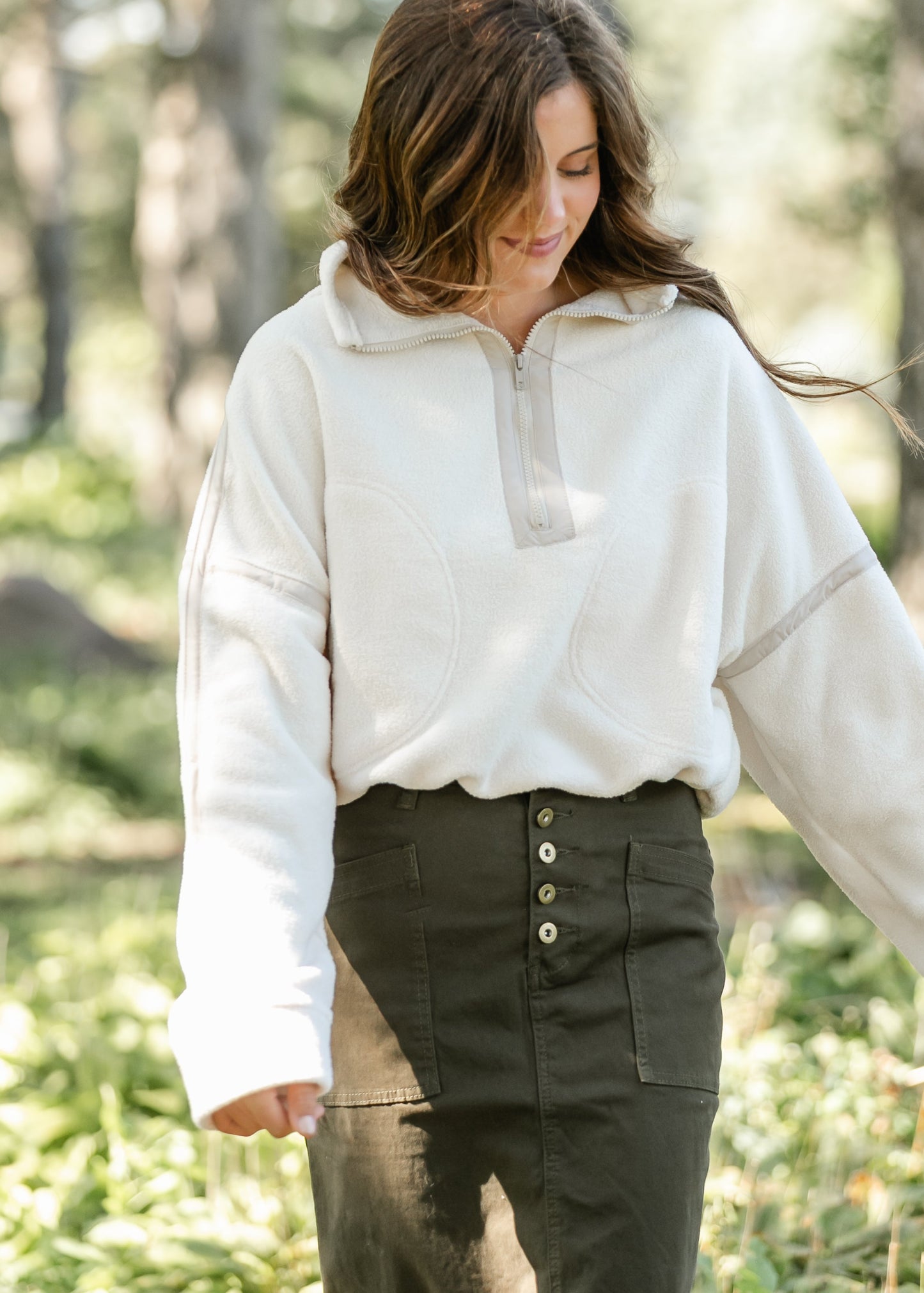 Fleece Ivory Quarter Zip Pullover