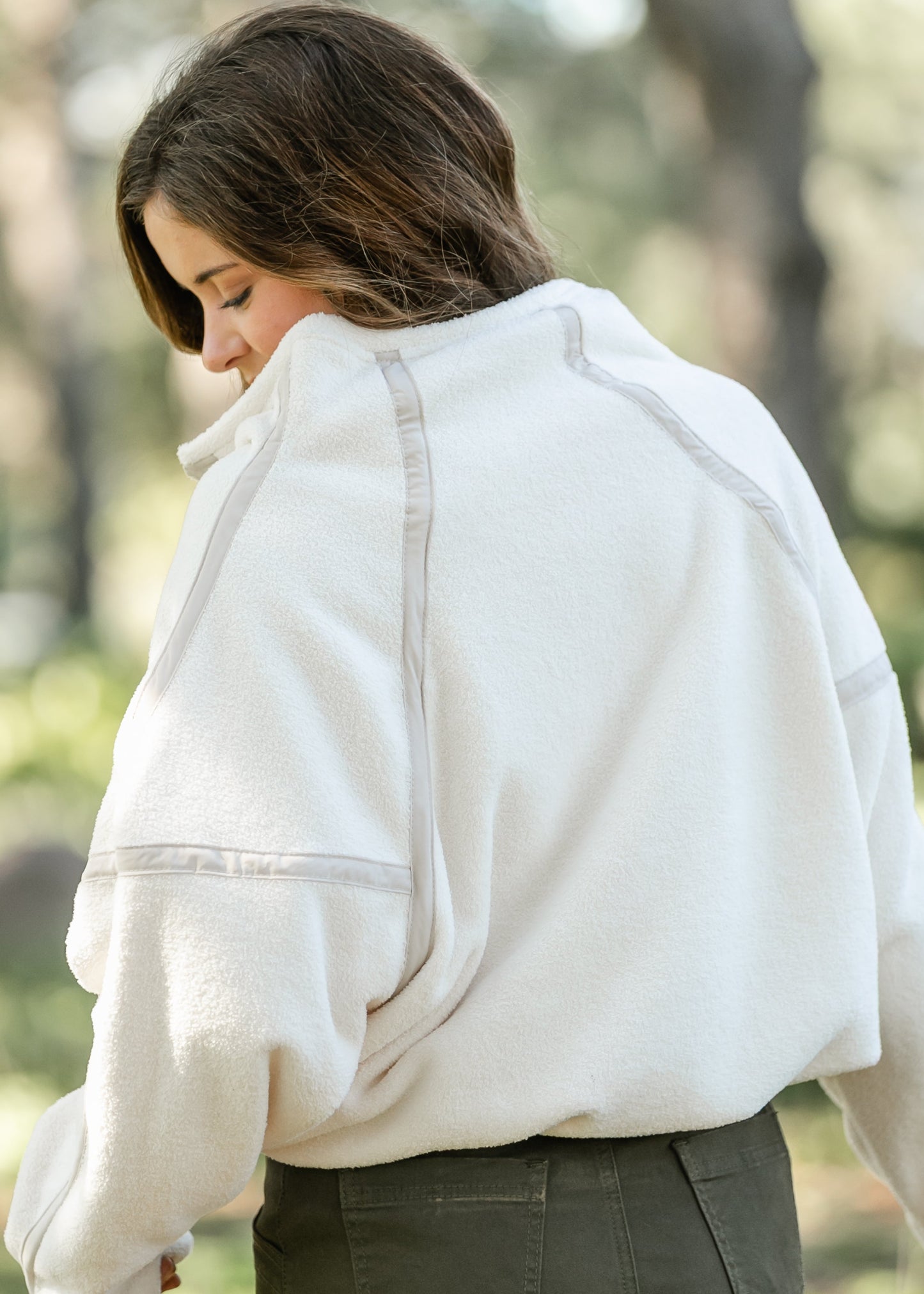 Fleece Ivory Quarter Zip Pullover