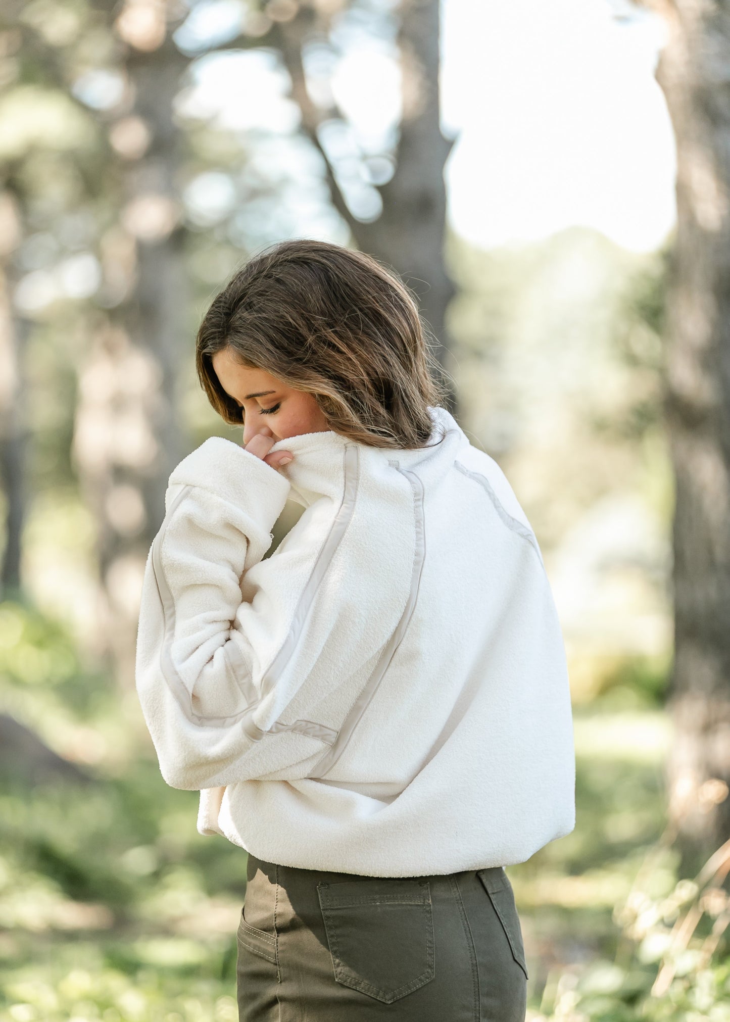 Fleece Ivory Quarter Zip Pullover
