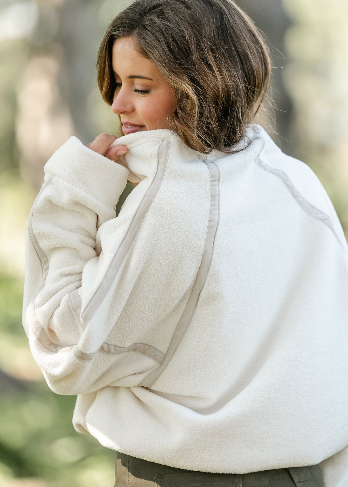 Fleece Ivory Quarter Zip Pullover
