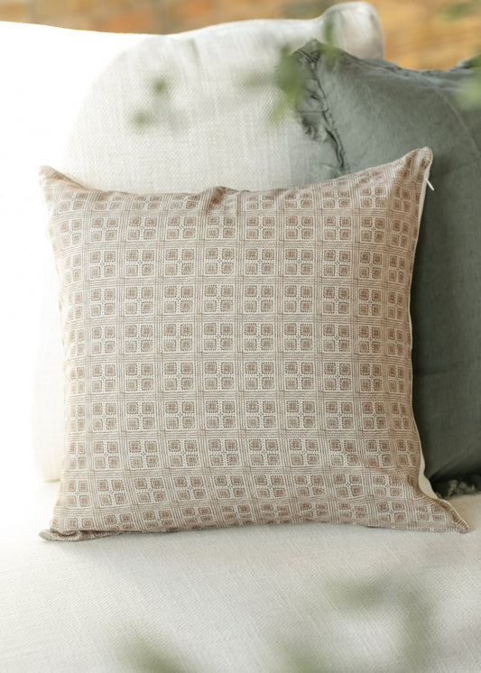 Fleur Grid Brown Throw Pillowcase - FINAL SALE