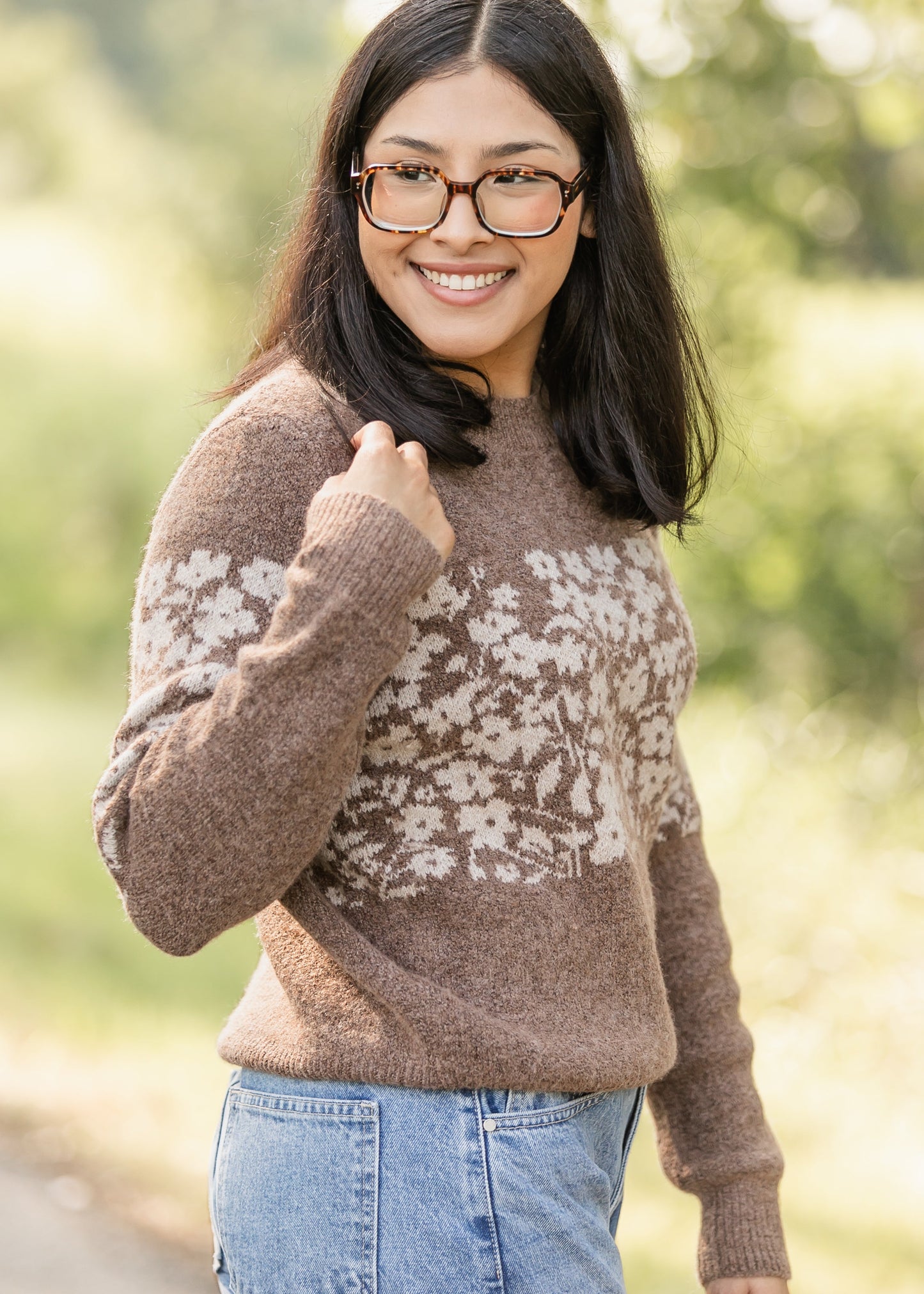 Floral Block Stripe Soft Sweater - FINAL SALE