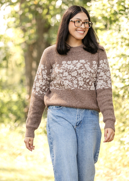 Floral Block Stripe Soft Sweater - FINAL SALE