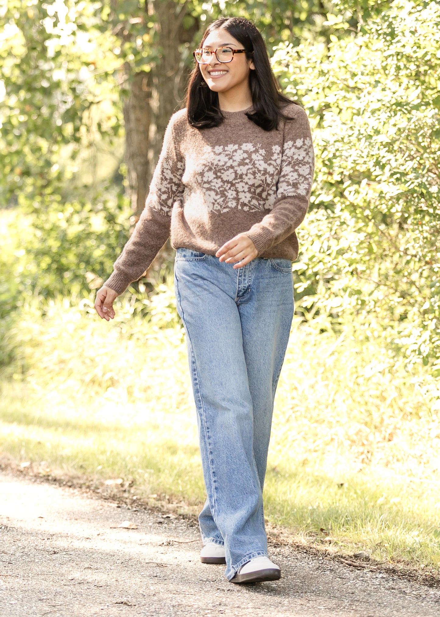 Floral Block Stripe Soft Sweater - FINAL SALE