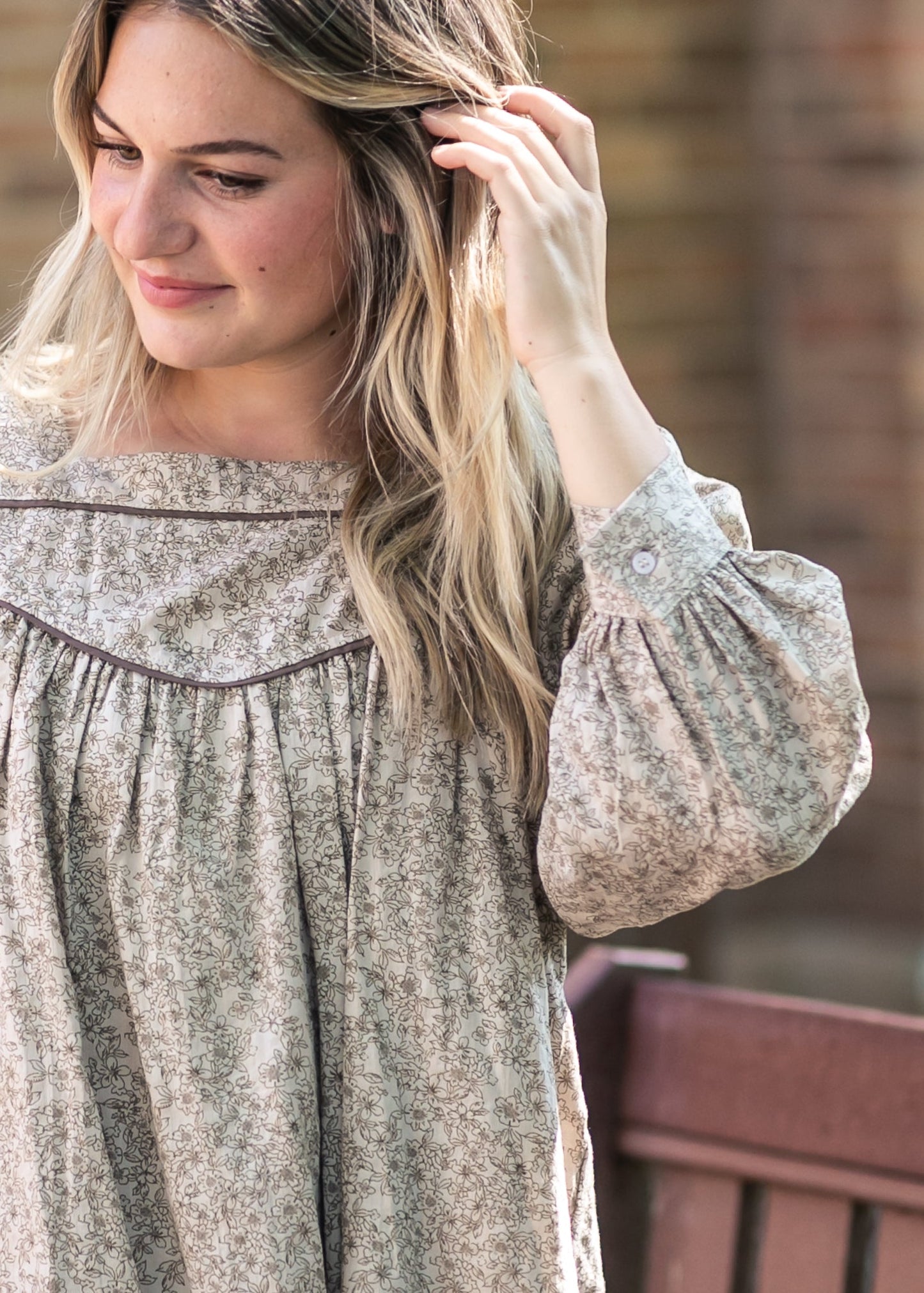 Floral Contrast Smocked Top - FINAL SALE