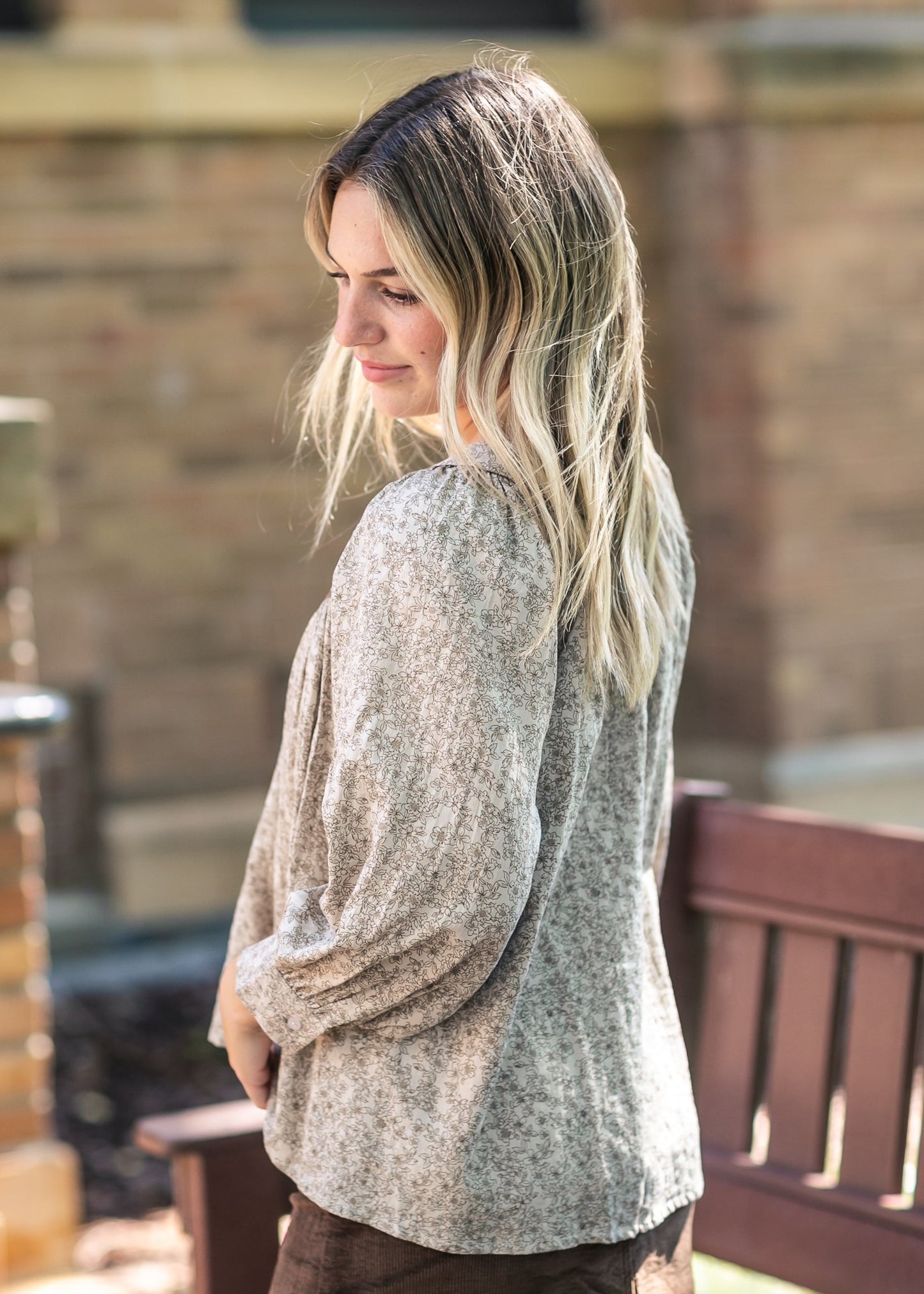 Floral Contrast Smocked Top - FINAL SALE