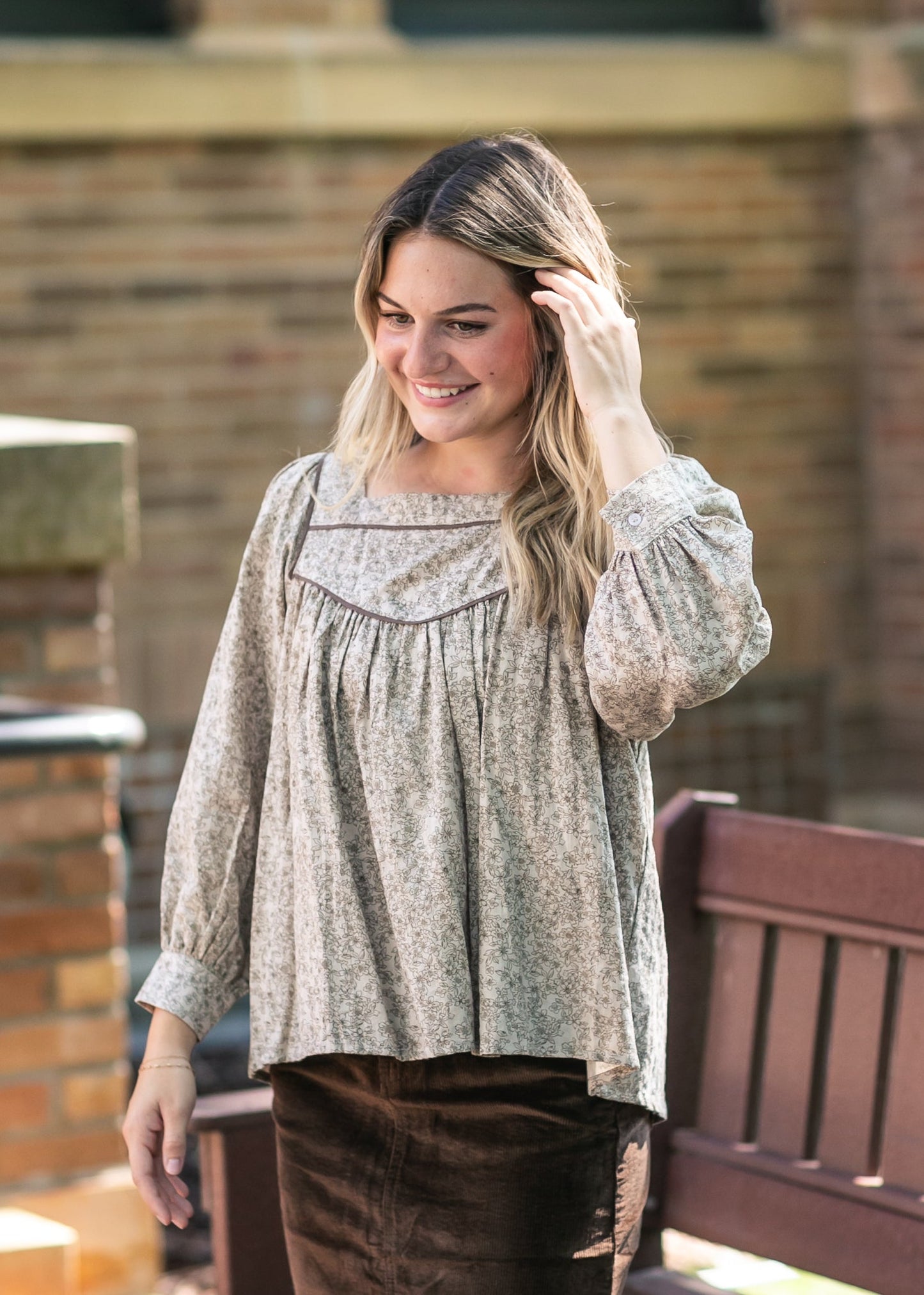 Floral Contrast Smocked Top - FINAL SALE