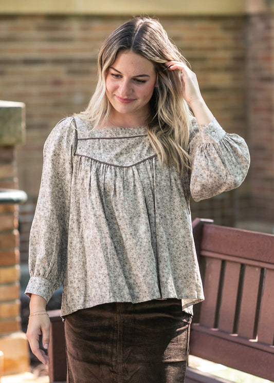 Floral Contrast Smocked Top - FINAL SALE