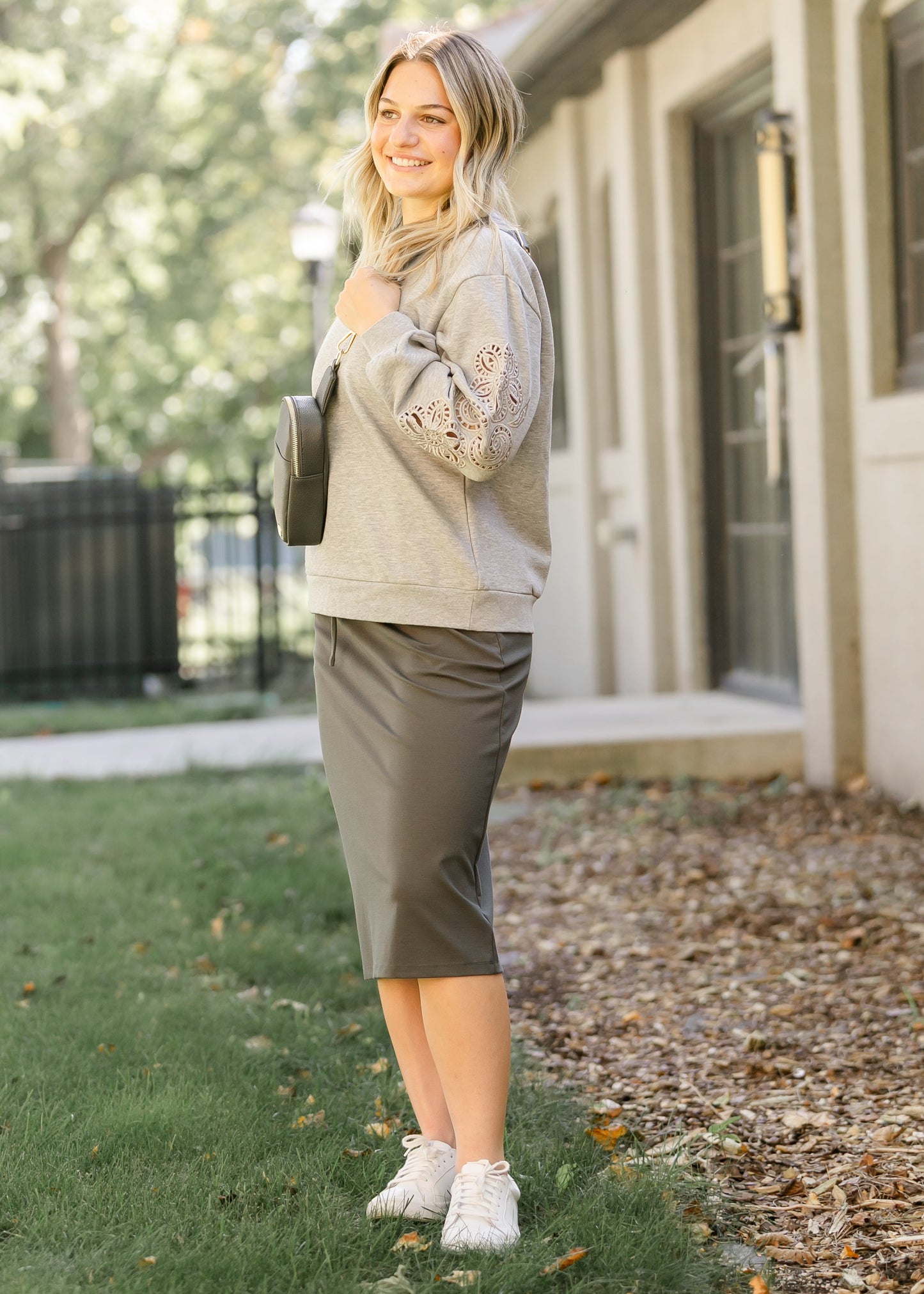 Floral Cutout Sleeve Sweatshirt