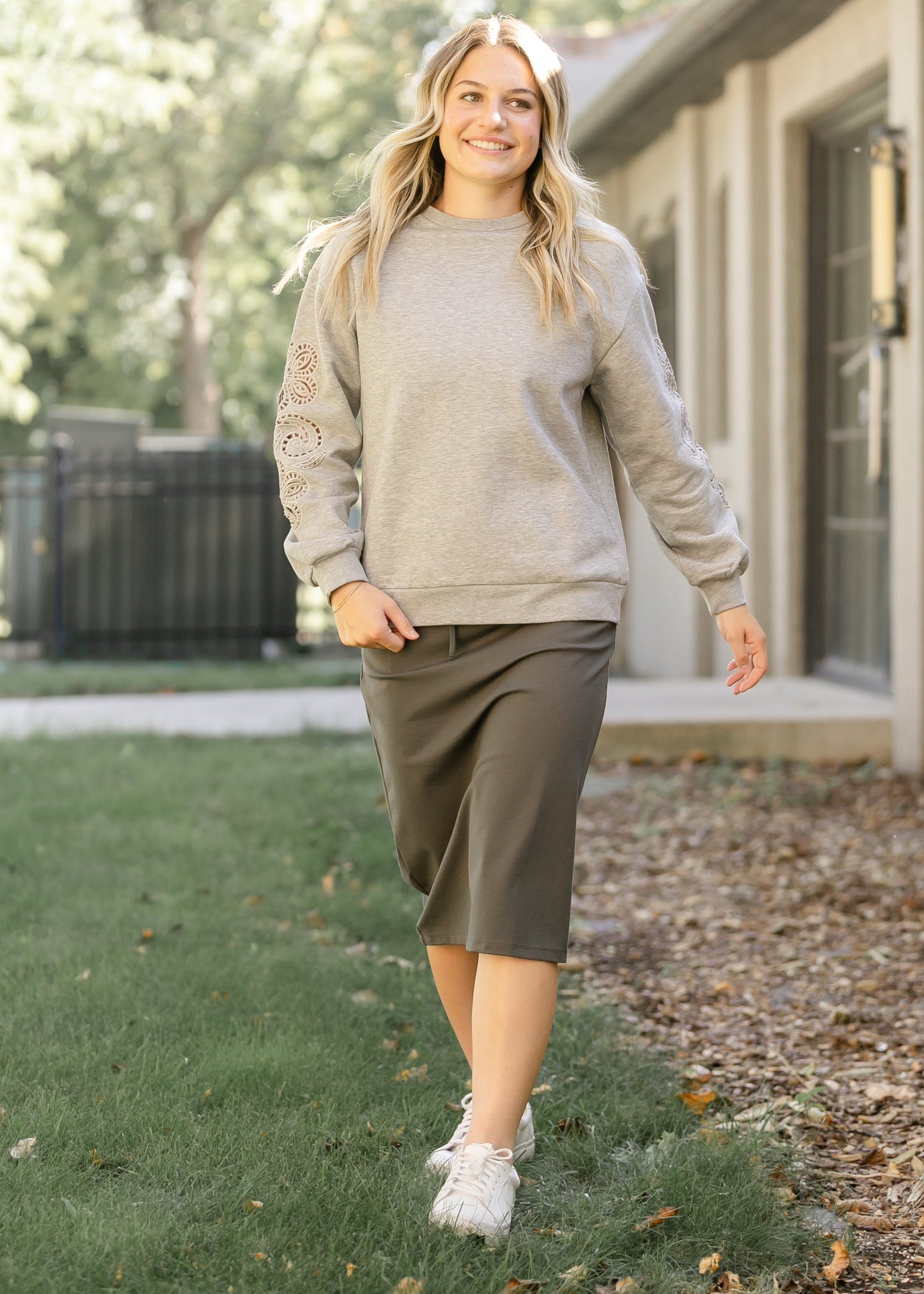 Floral Cutout Sleeve Sweatshirt