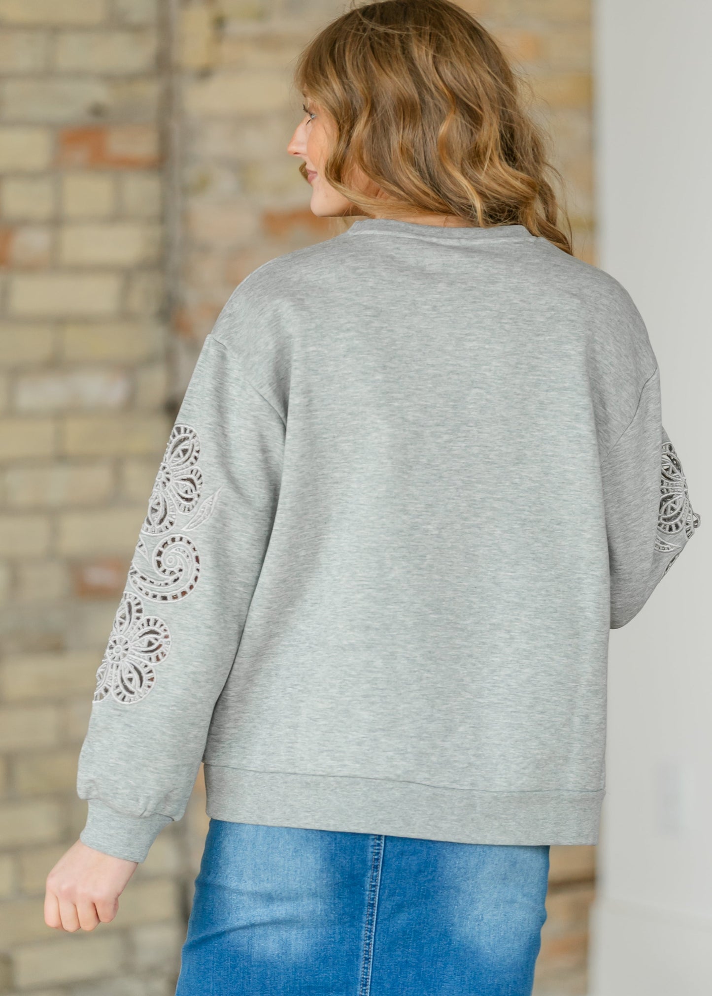 Floral Cutout Sleeve Sweatshirt