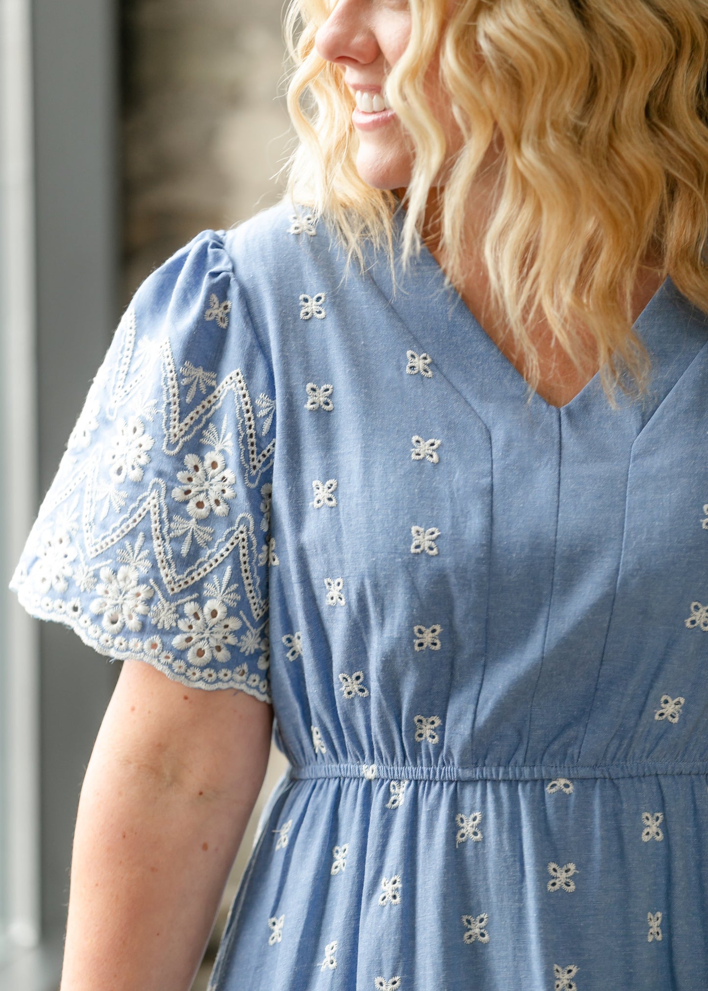 Floral Embroidered Border Detail Dress