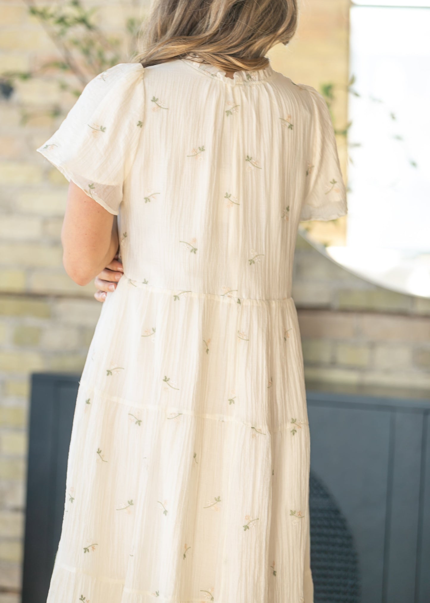 Floral Embroidered Button Front Maxi Dress
