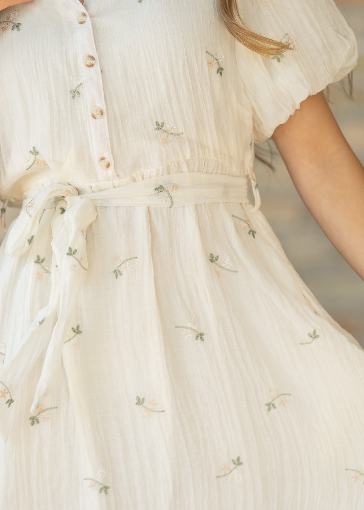 Floral Embroidered V-Neck Midi Dress