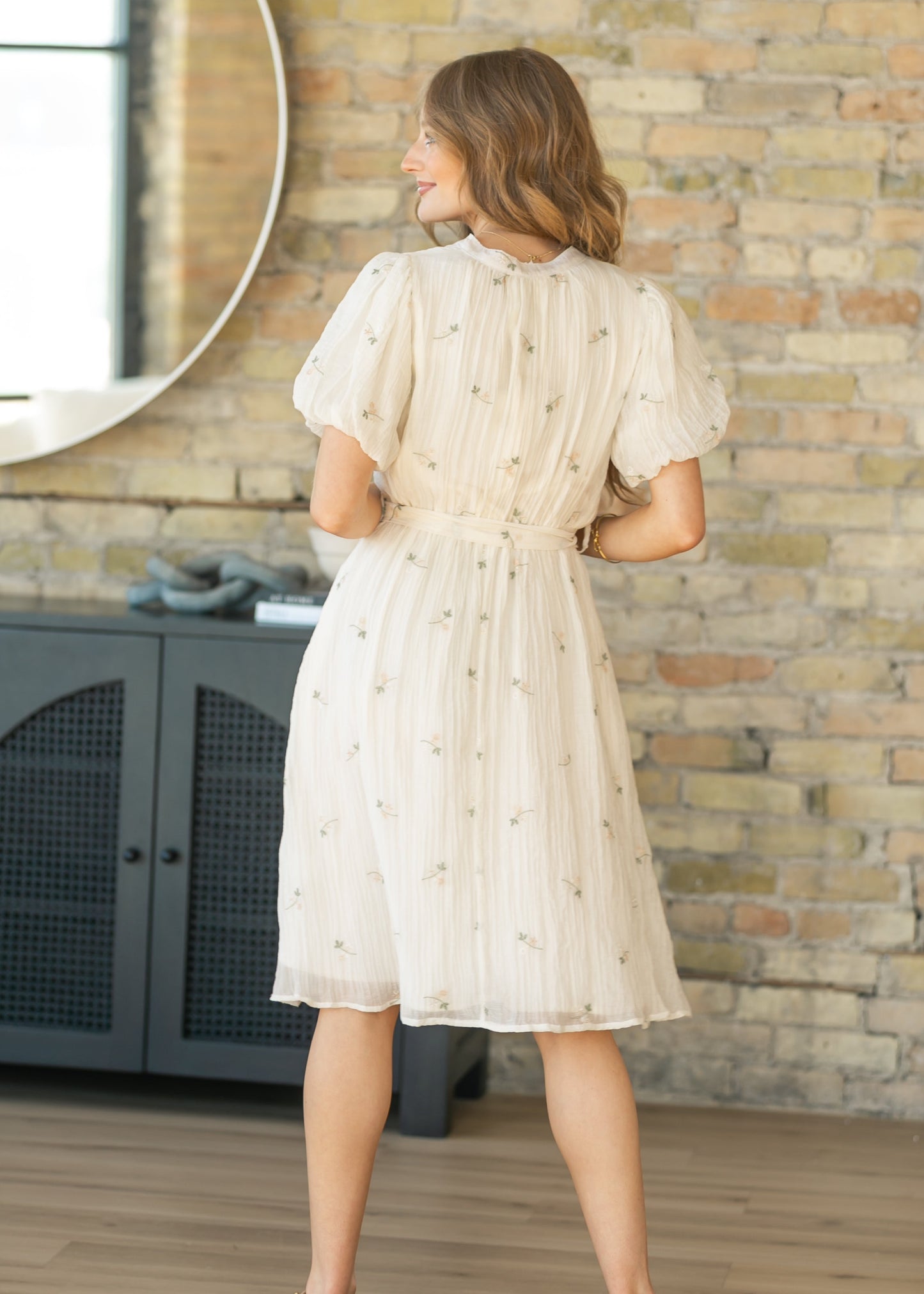 Floral Embroidered V-Neck Midi Dress