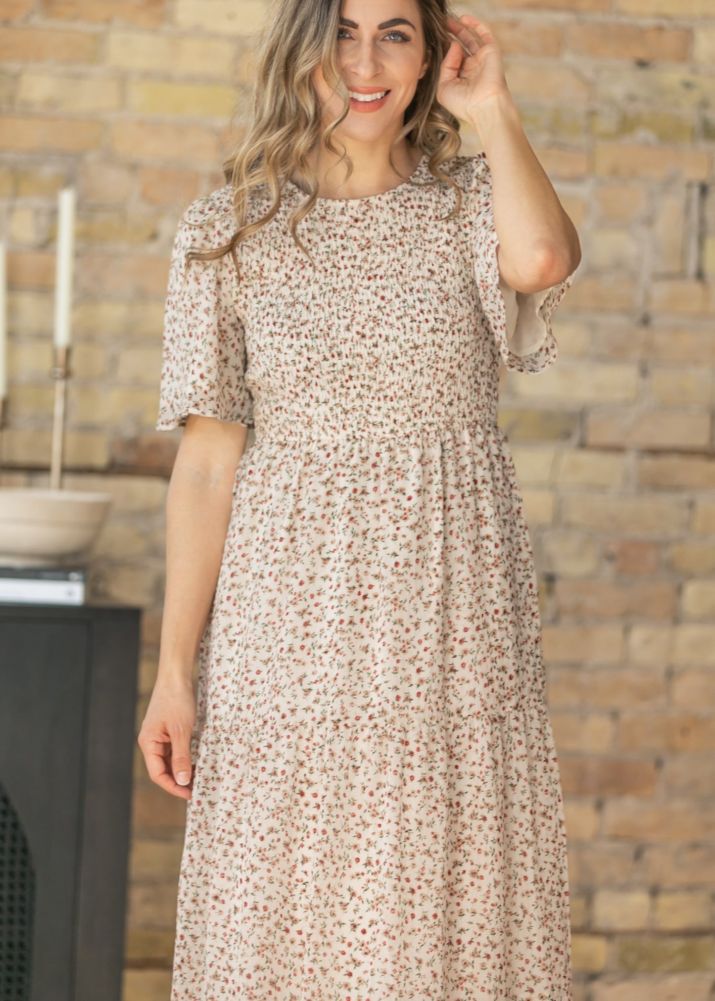Floral Flutter Sleeve Tiered Maxi Dress