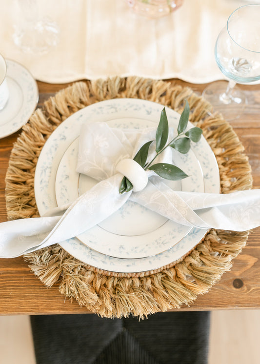 Floral Gray Cloth Napkins - FINAL SALE