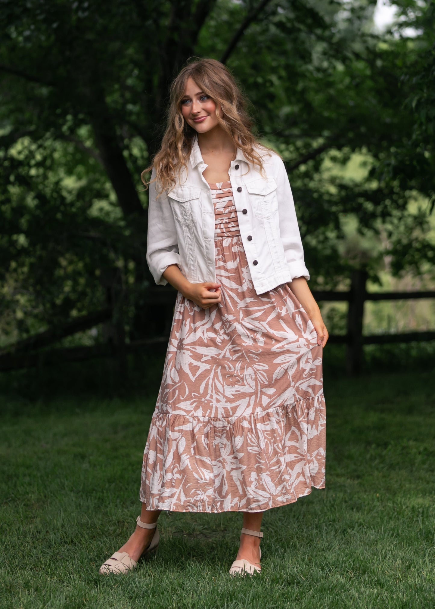 Floral Leaf Print Midi Dress - FINAL SALE