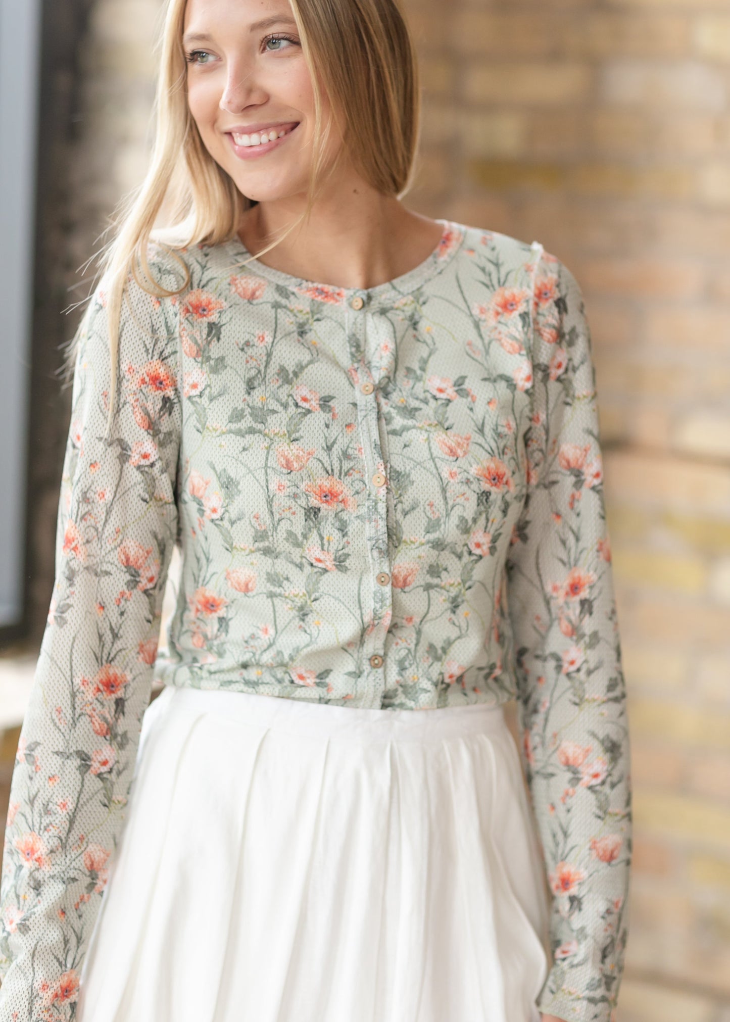 Floral Mesh Button Cardigan - FINAL SALE