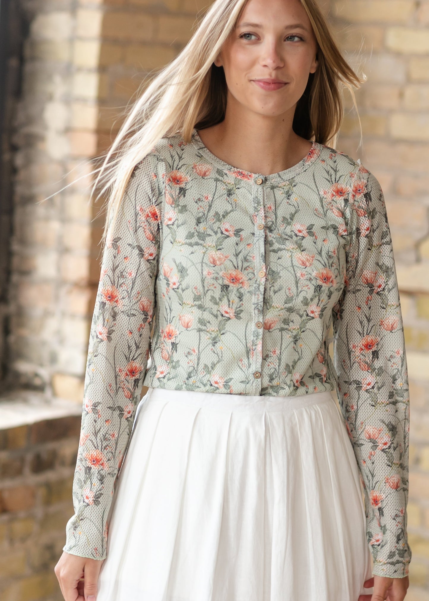 Floral Mesh Button Cardigan - FINAL SALE