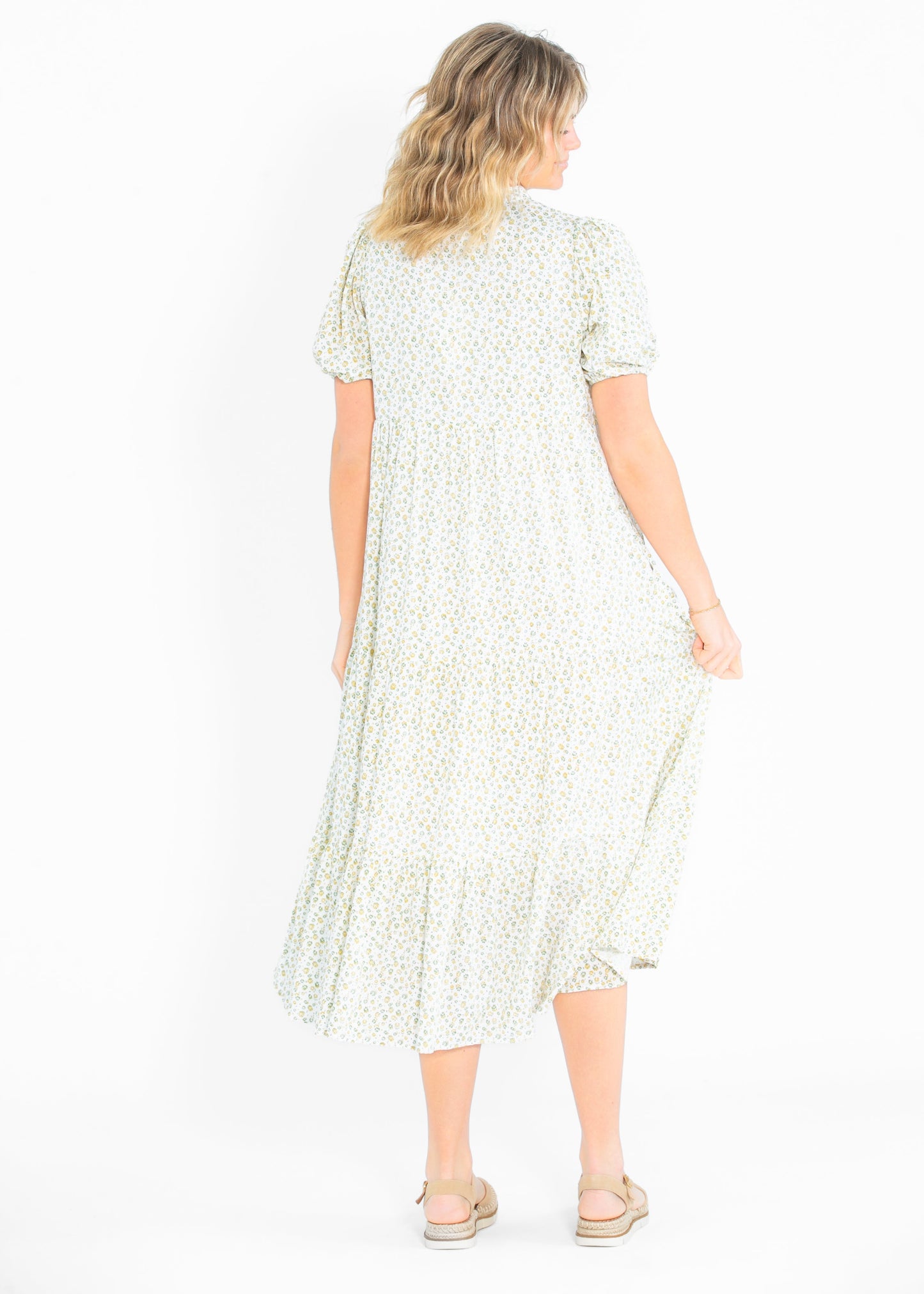 Floral Pintuck Button Front Maxi Dress - FINAL SALE