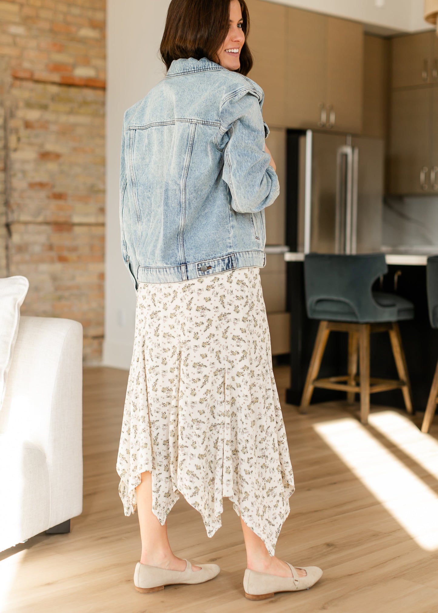 Floral Print Handkerchief Midi Skirt - FINAL SALE