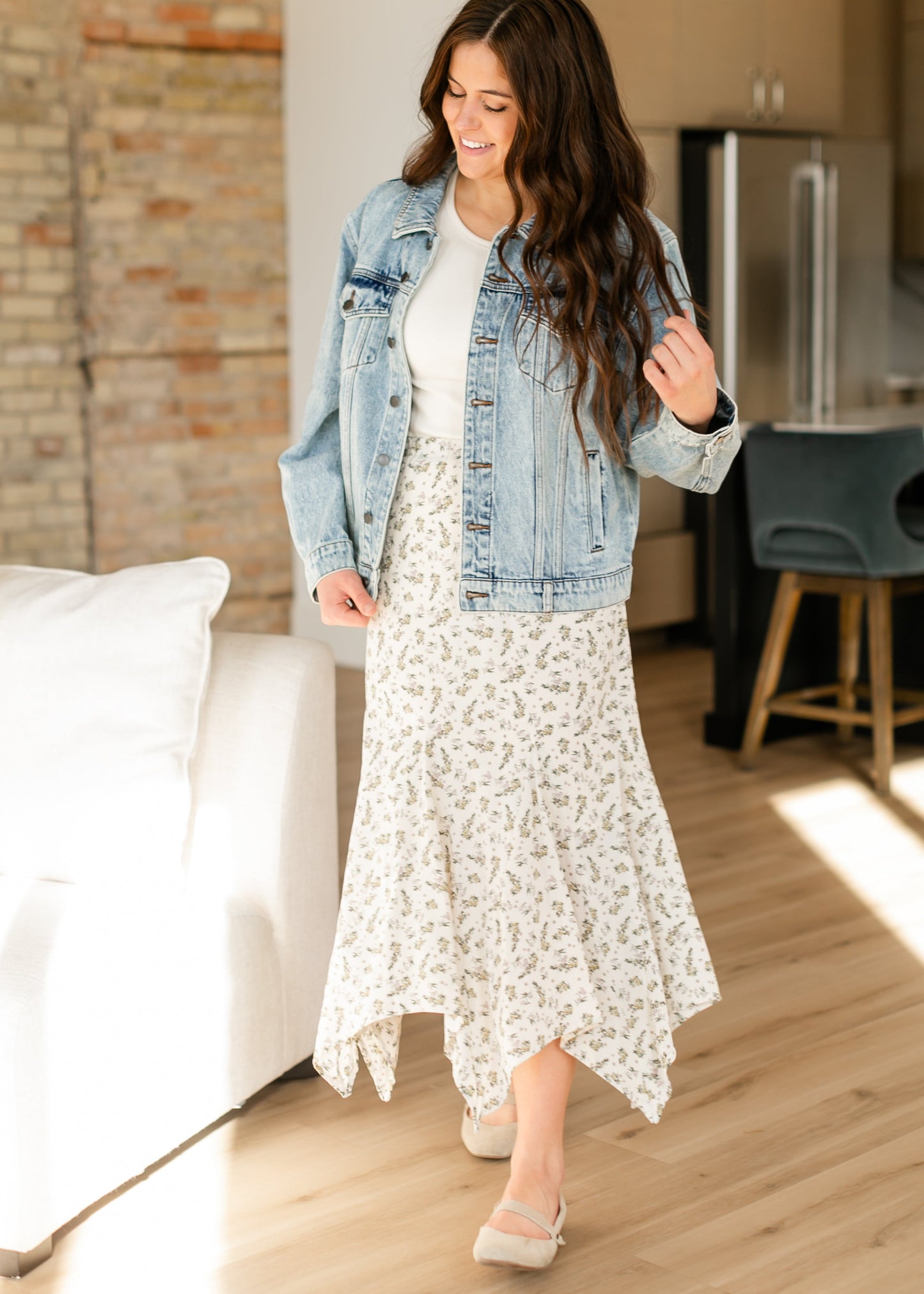 Floral Print Handkerchief Midi Skirt - FINAL SALE