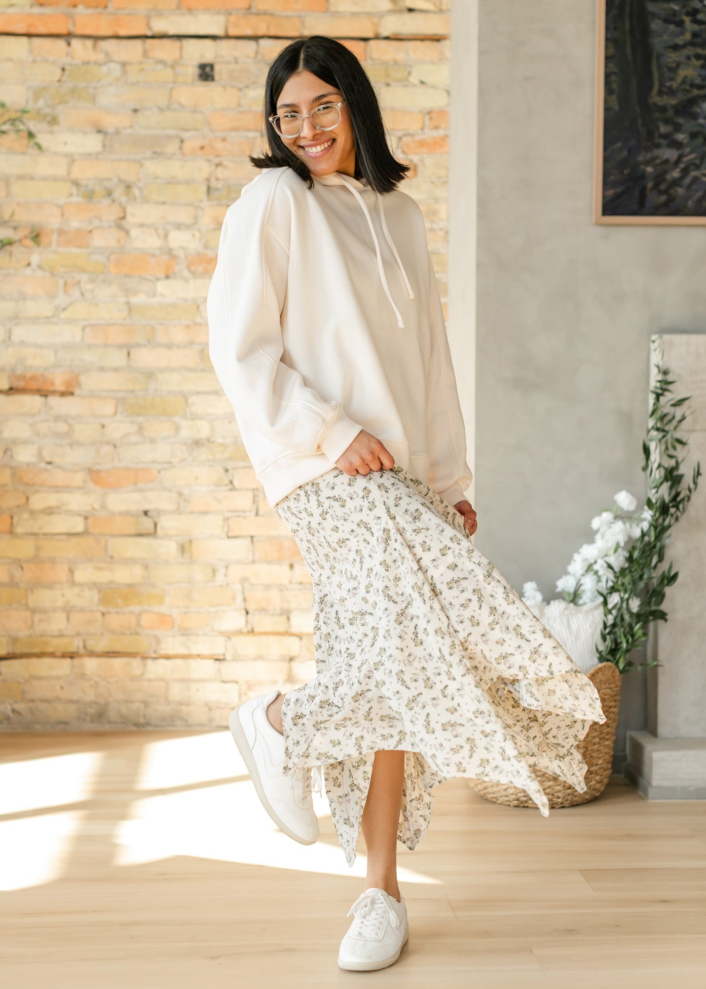 Floral Print Handkerchief Midi Skirt - FINAL SALE